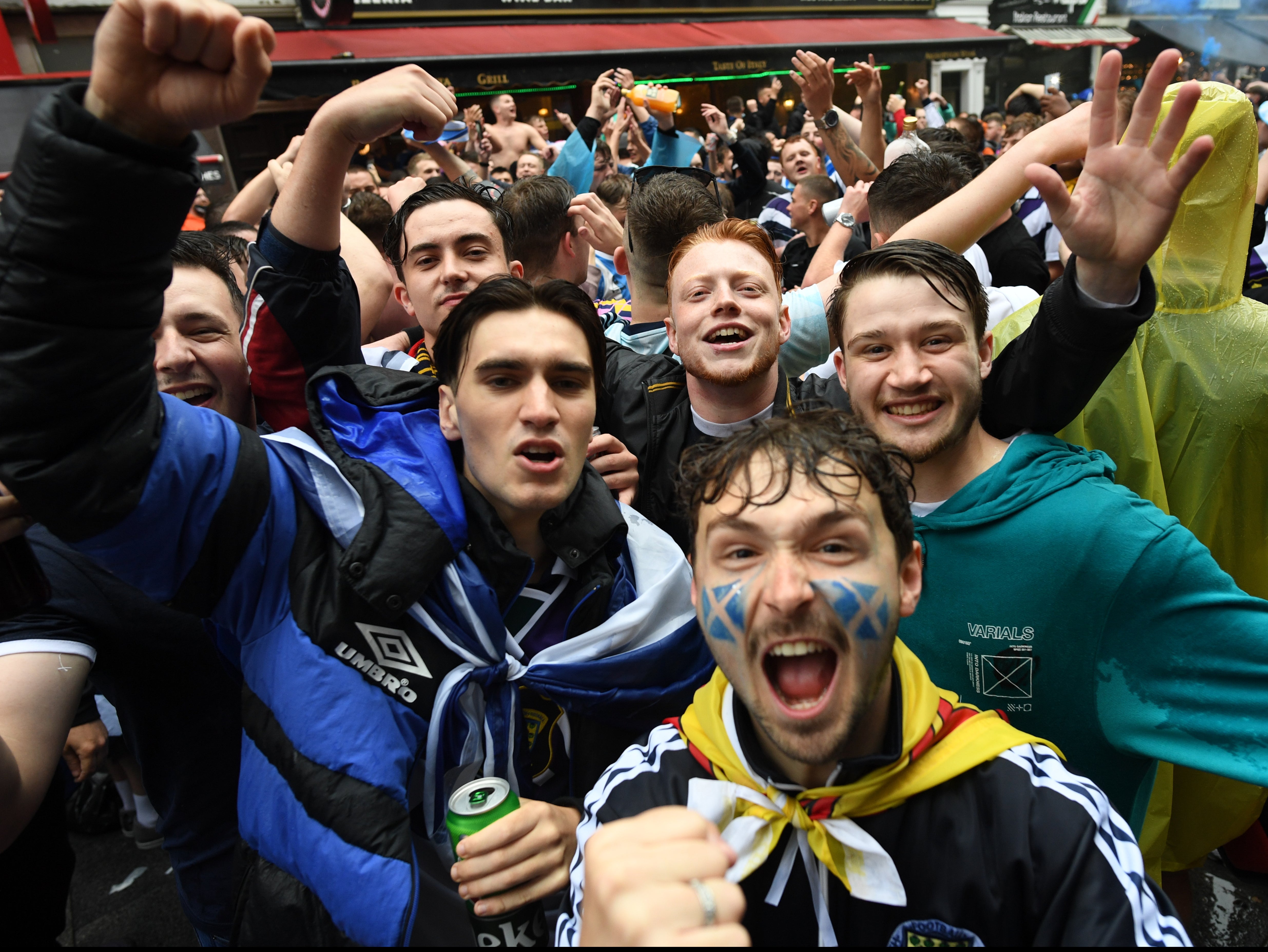 Scotland fans gather in Leicester Square before England vs Scotland match at Euro 2020
