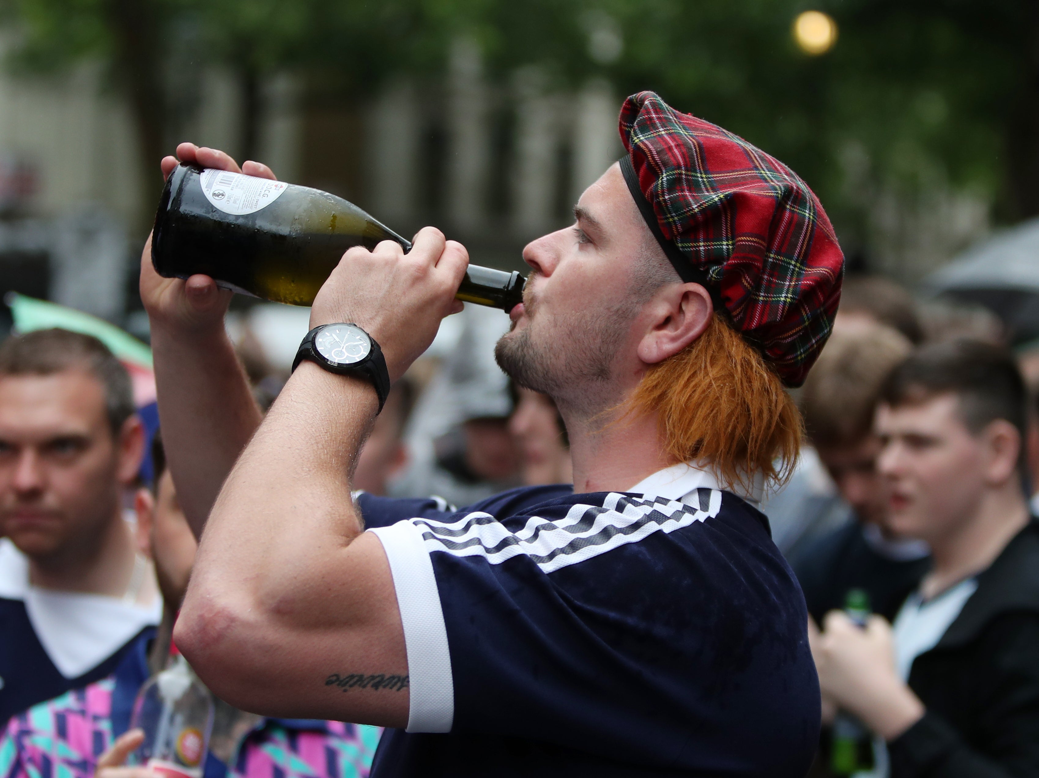 Scotland fans gather in Leicester Square before England vs Scotland match at Euro 2020