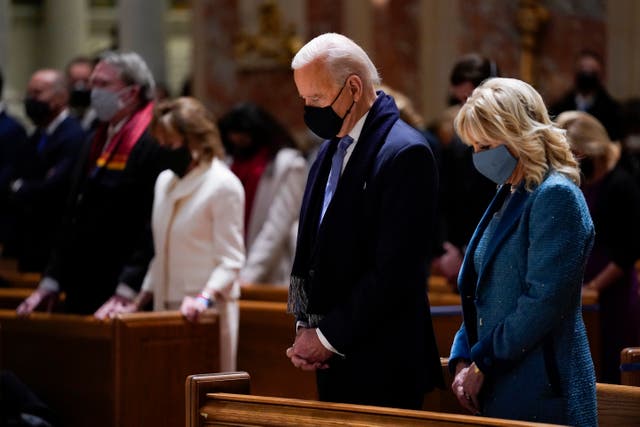 <p>Joe and Jill Biden attend church</p>