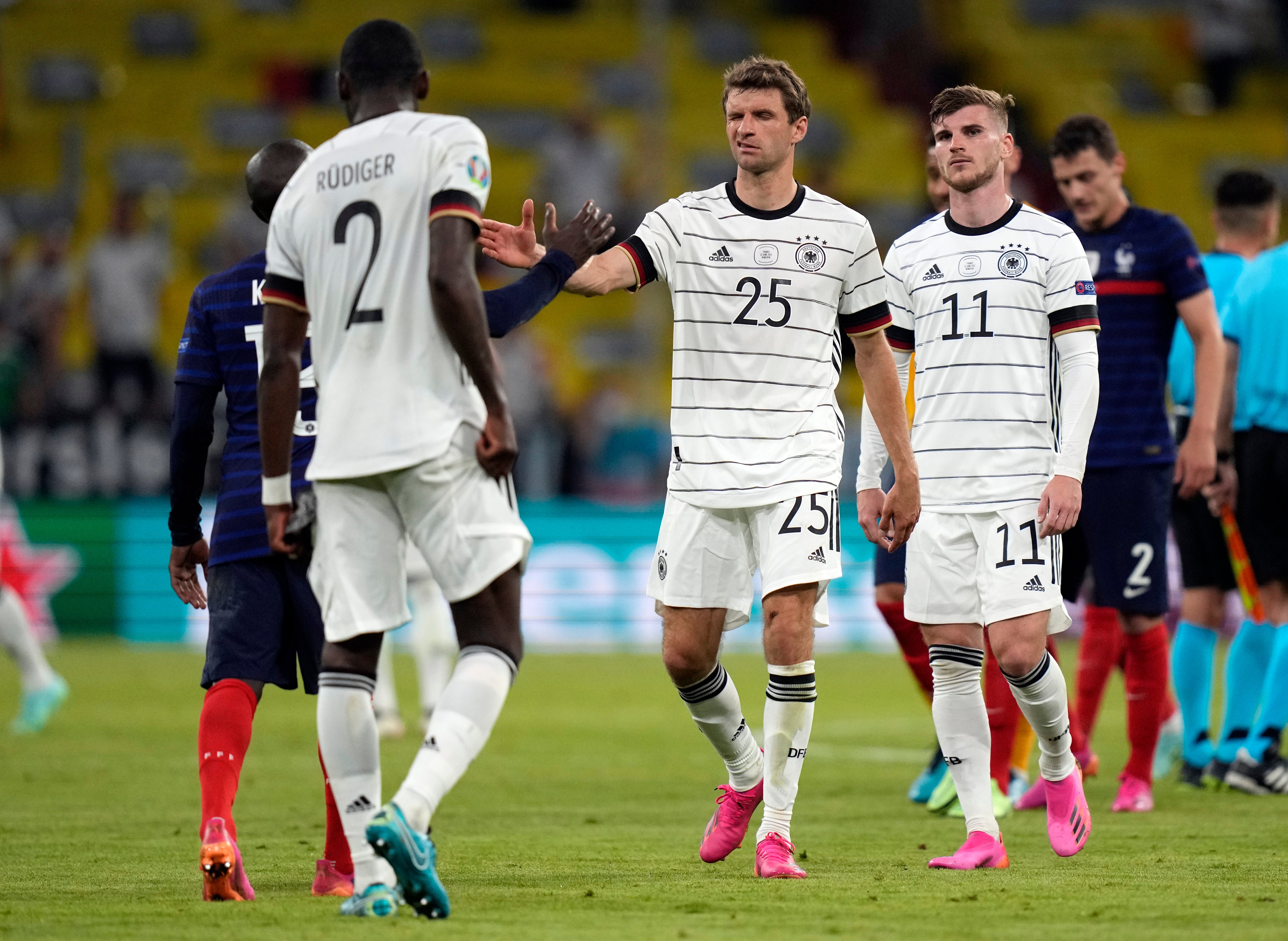 Dejected Germany players