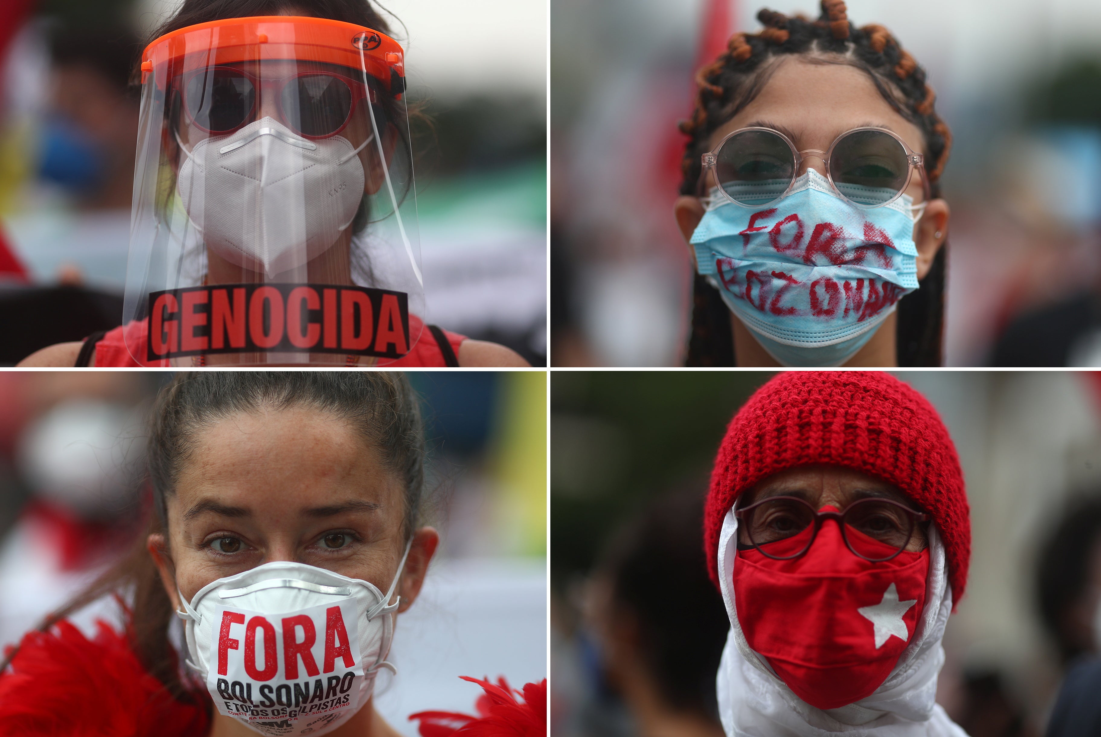 Masked protesters in Rio de Janeiro turn their ire on their country’s president