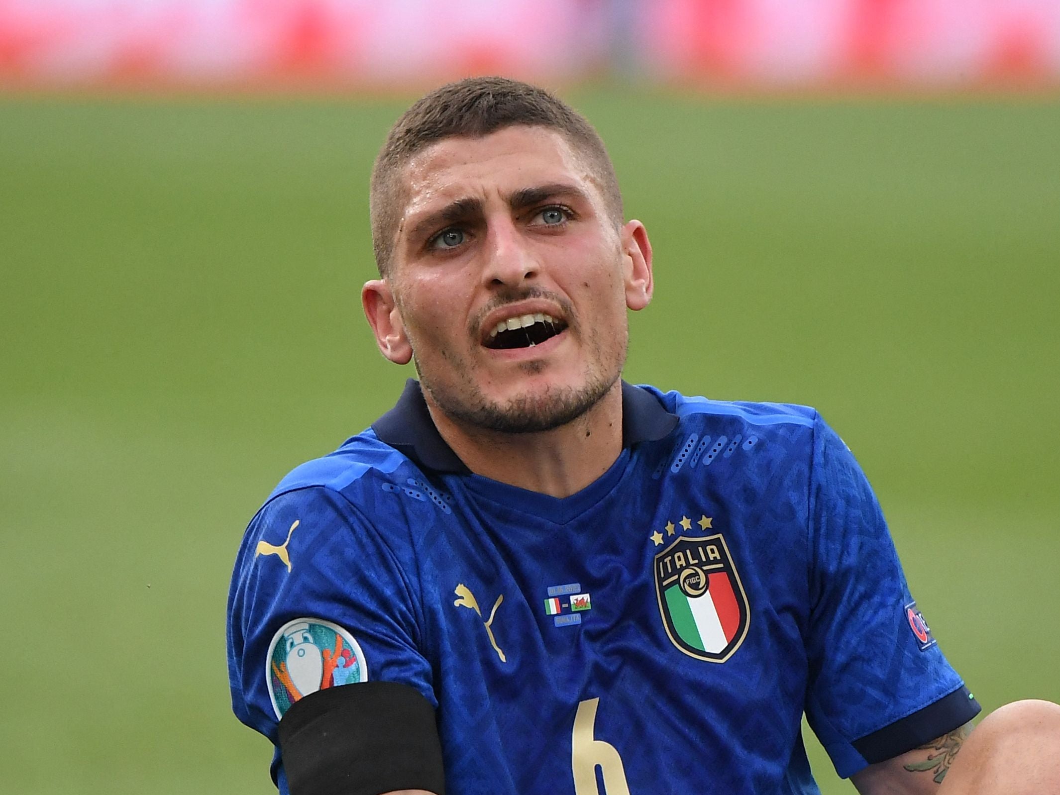 Marco Verratti reacts during Italy’s Euro 2020 game against Wales