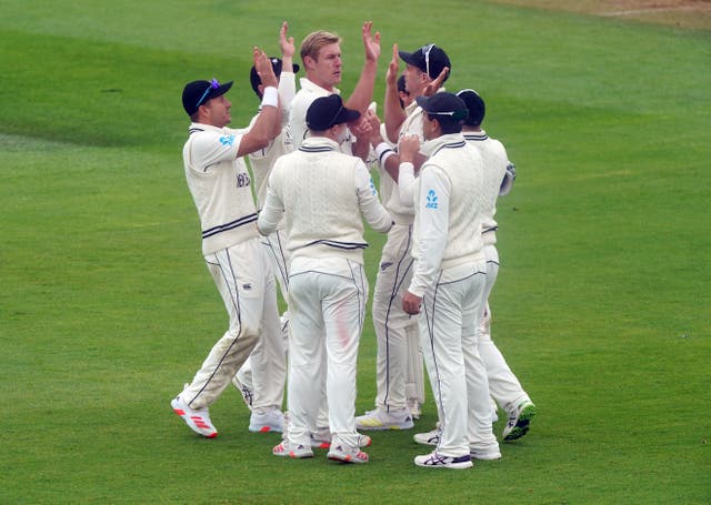 <p>Kyle Jamieson, centre, was in terrific form for New Zealand</p>