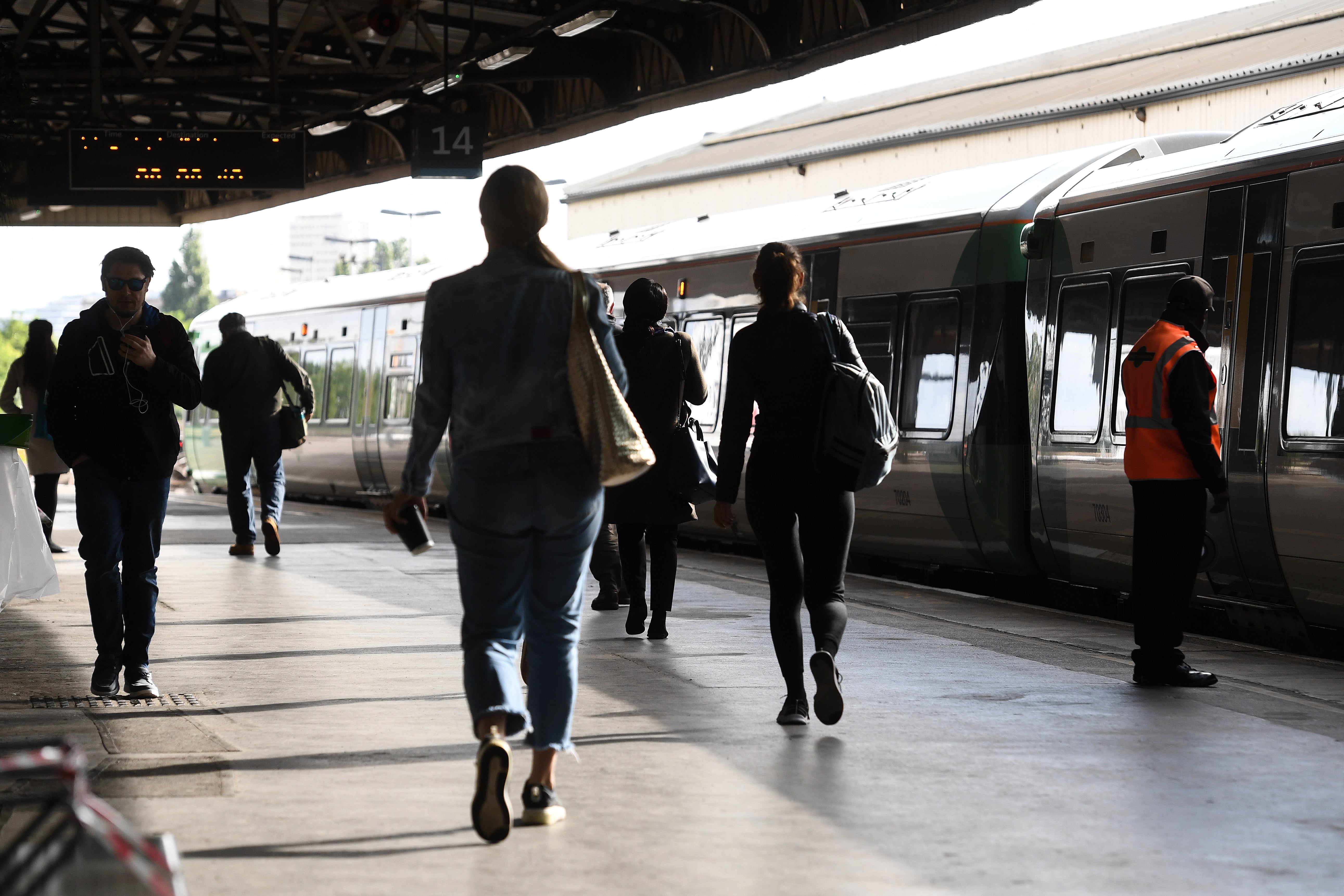 Passengers on a platform at Clapham Junction