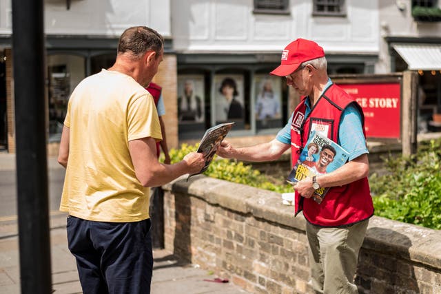 <p>The Archbishop of Canterbury who has taken to the streets to get a taste of life as a Big Issue vendor</p>