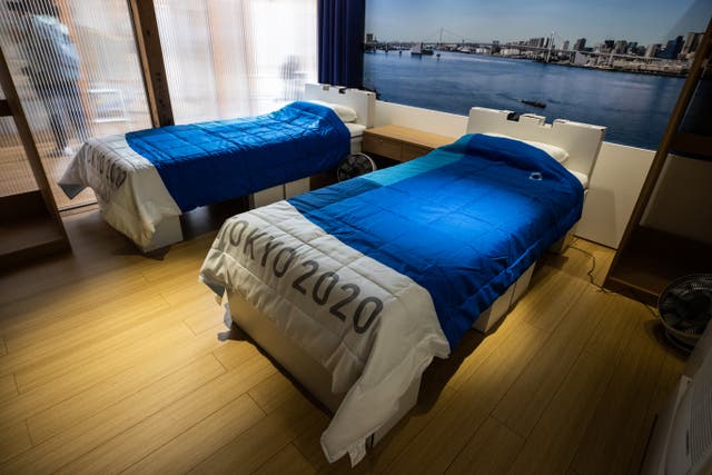 <p>The Olympic village is complete with recyclable cardboard beds</p>