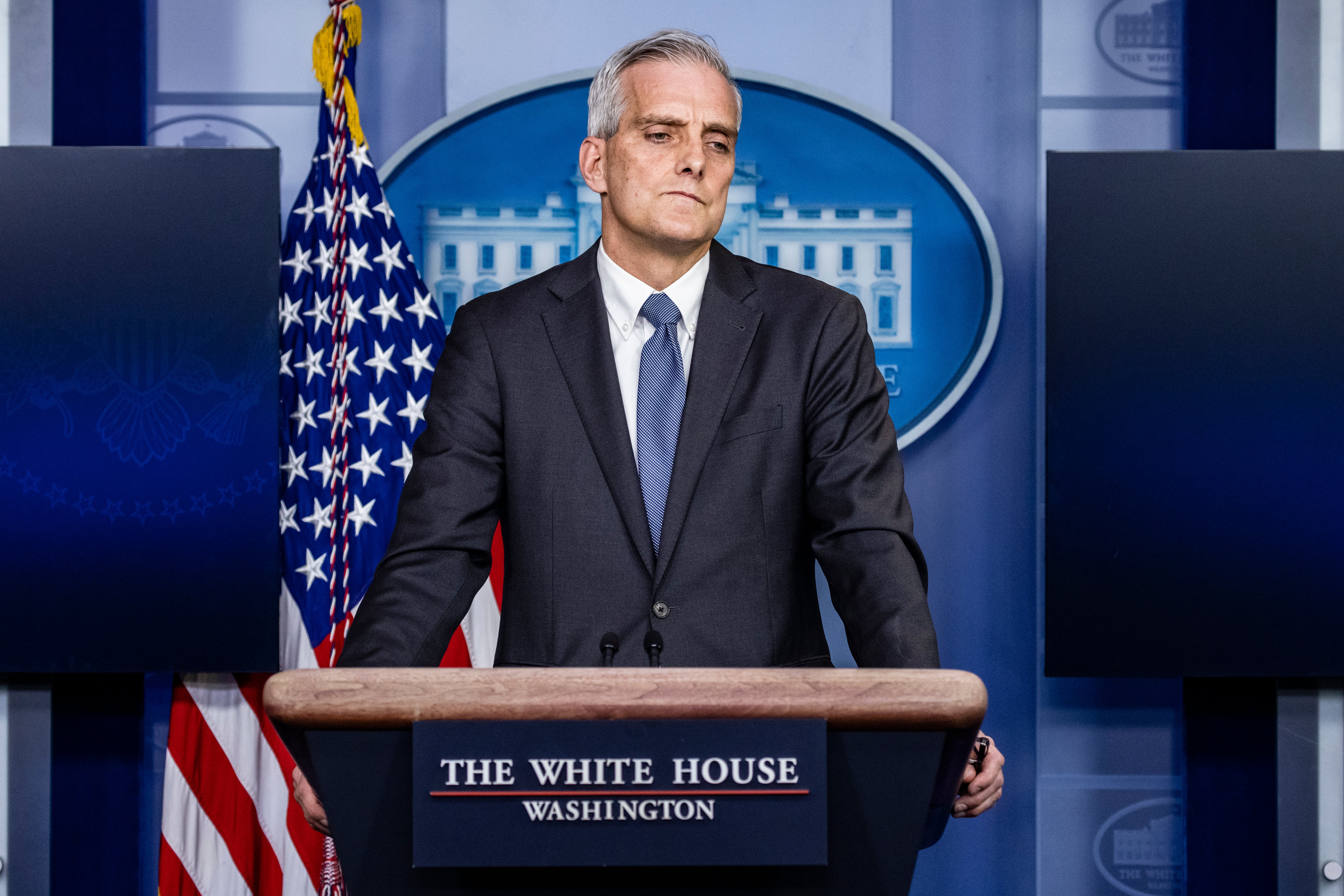 Secretary of Veterans Affairs Denis McDonough speaks during the daily press briefing in the Brady Press Briefing Room at the White House on 4 March, 2021 in Washington, DC. He has announced that gender confirmation surgery will be available to transgender veterans through Veterans Affairs health care coverage