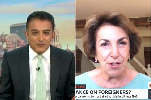 <p>Adil Ray (left) and Edwina Currie (right) as seen on Good Morning Britain</p>