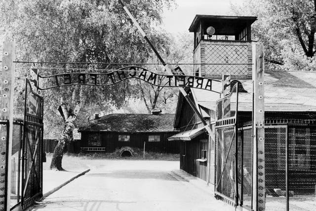 <p>A picture taken in April 1945 depicts Auschwitz concentration camp gate, with the inscription "Arbeit macht frei", after its liberation by Soviet troops in January 1945.</p>