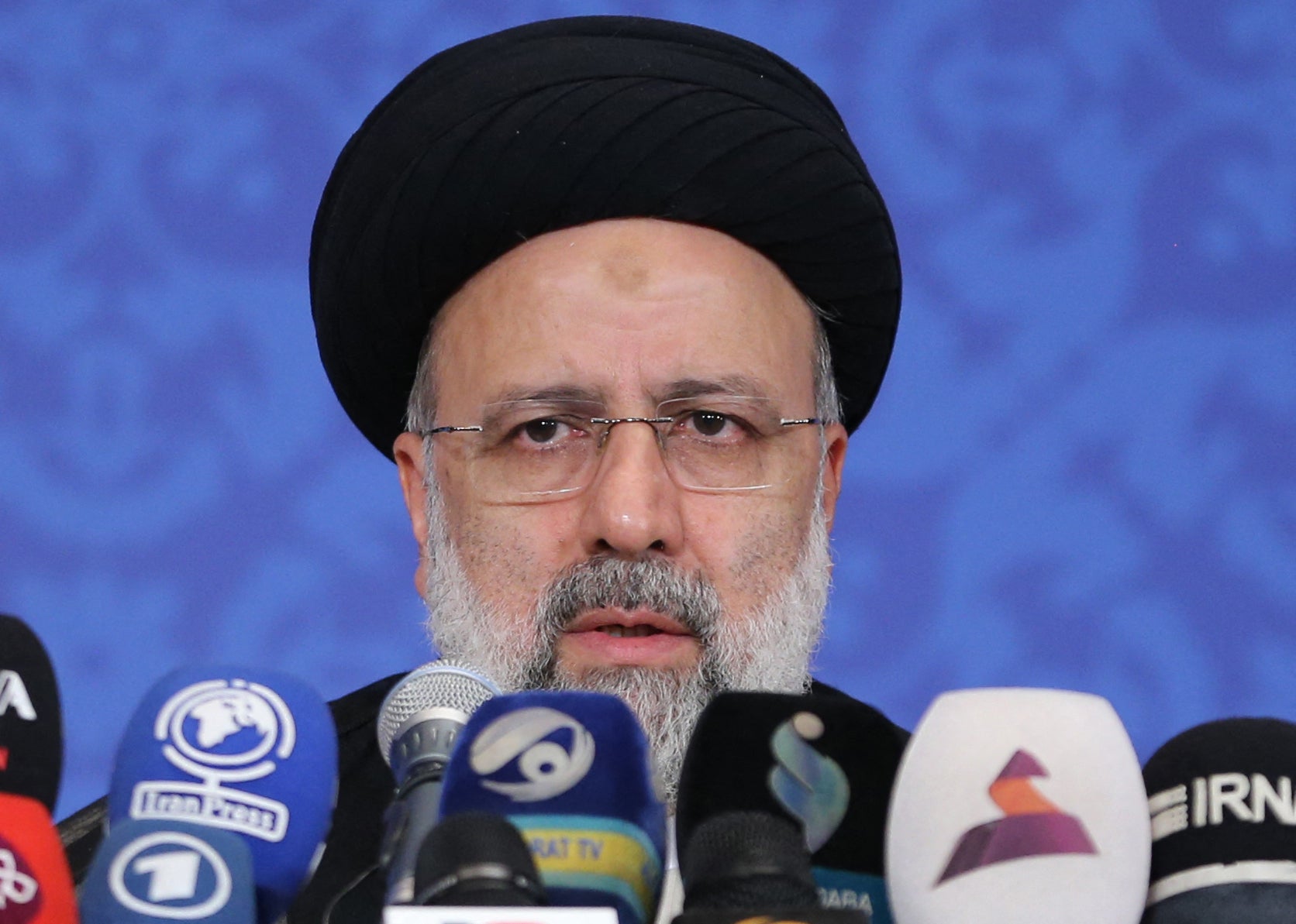 Iran’s President-elect Ebrahim Raisi addresses his first press conference in the capital Tehran, on 21 June, 2021. Mr Raisi has said he will not meet with US President Joe Biden.