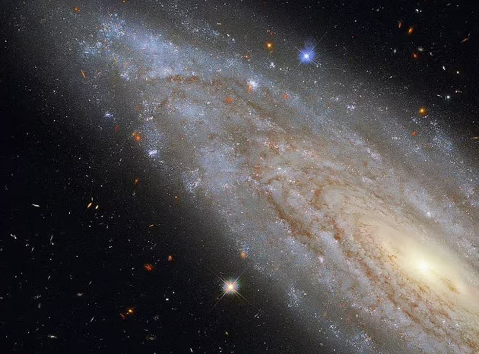 <p>NGC 3254, a Seyfert galaxy 118 million light-years from Earth. The image was captured by NASA’s Hubble Space Telescope.</p>