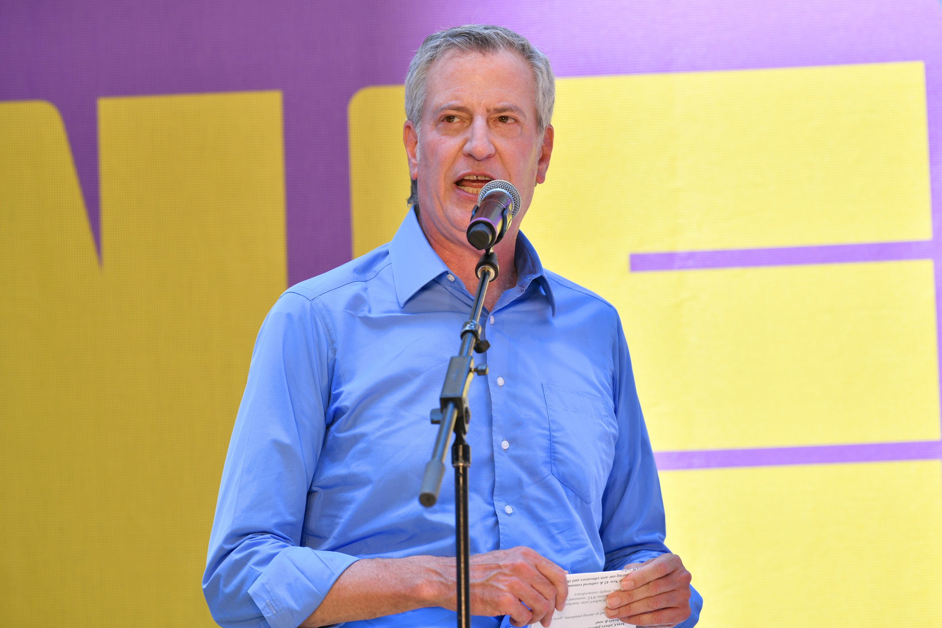 FILE: Mayor Bill de Blasio has asked New Yorkers to not from Amazon and instead buy from local stores