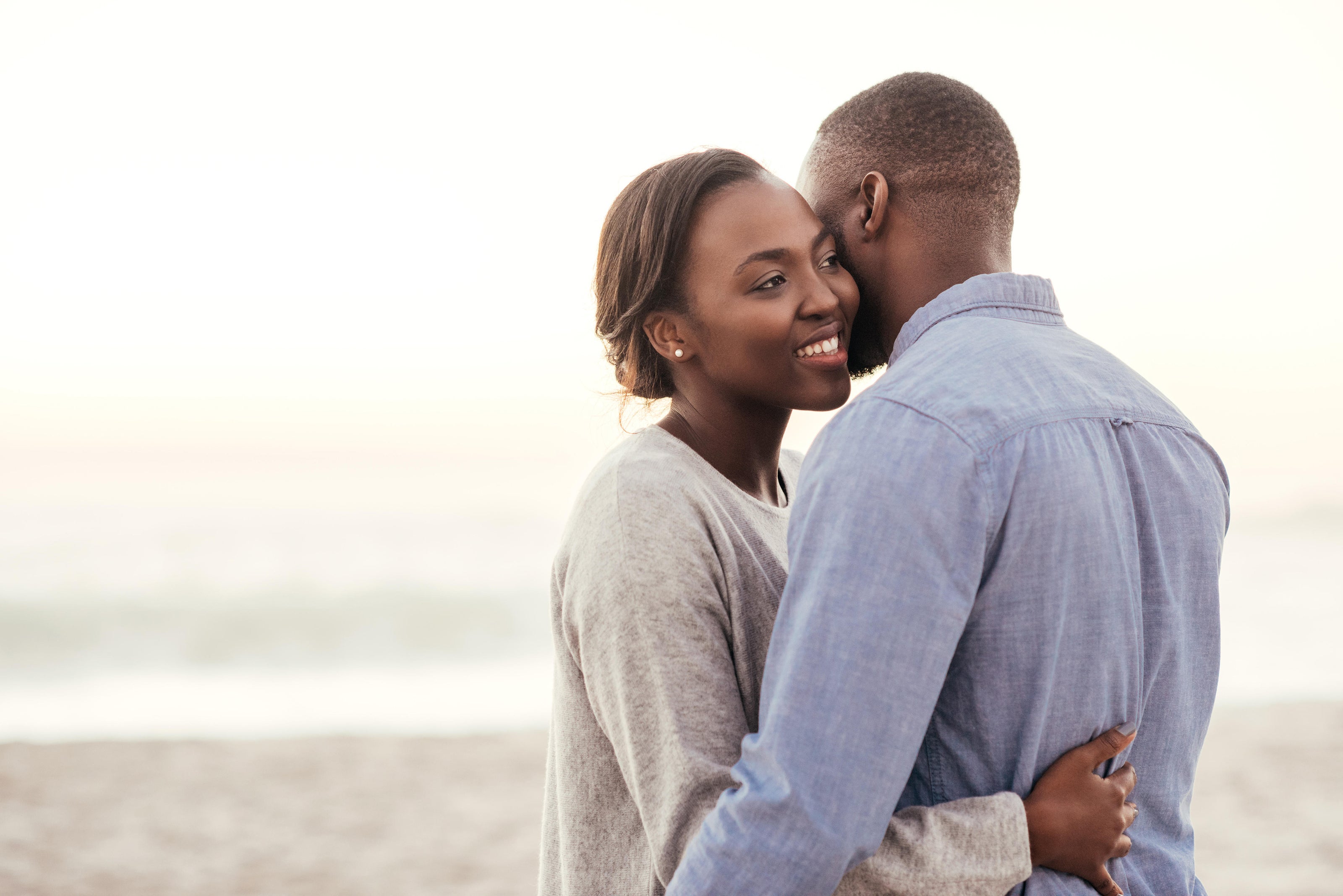 Husband and wife embracing