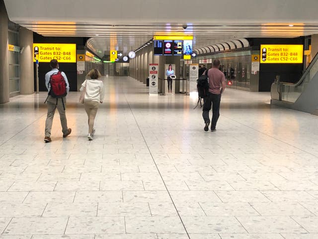 <p>Empty quarter: departing passengers at Heathrow Terminal 5</p>