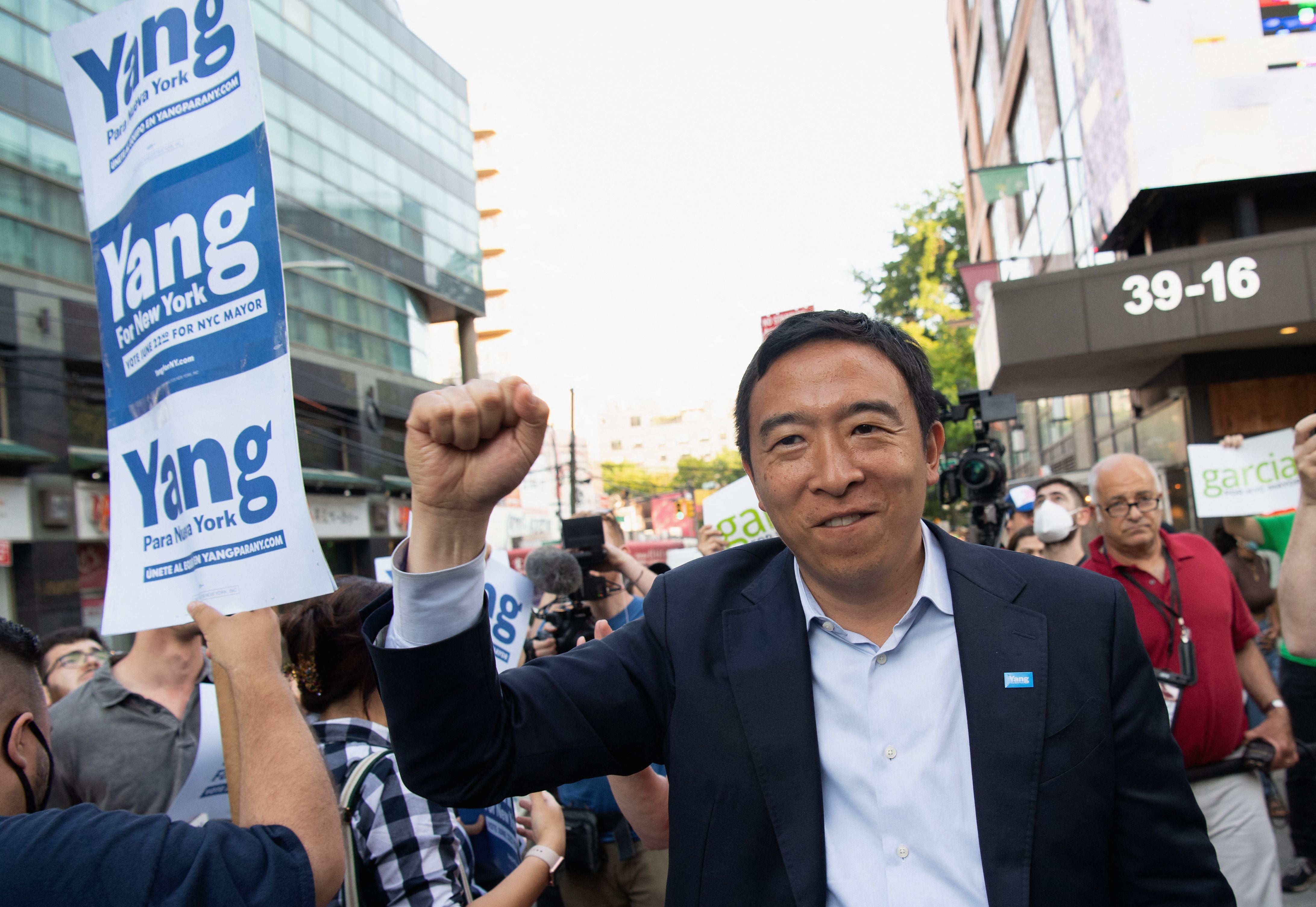 New York City mayoral candidate Andrew Yang on the campaign trail