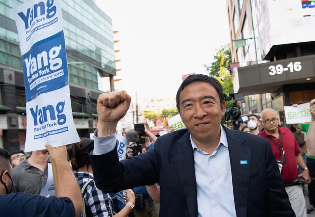 <p>New York City mayoral candidate Andrew Yang on the campaign trail</p>