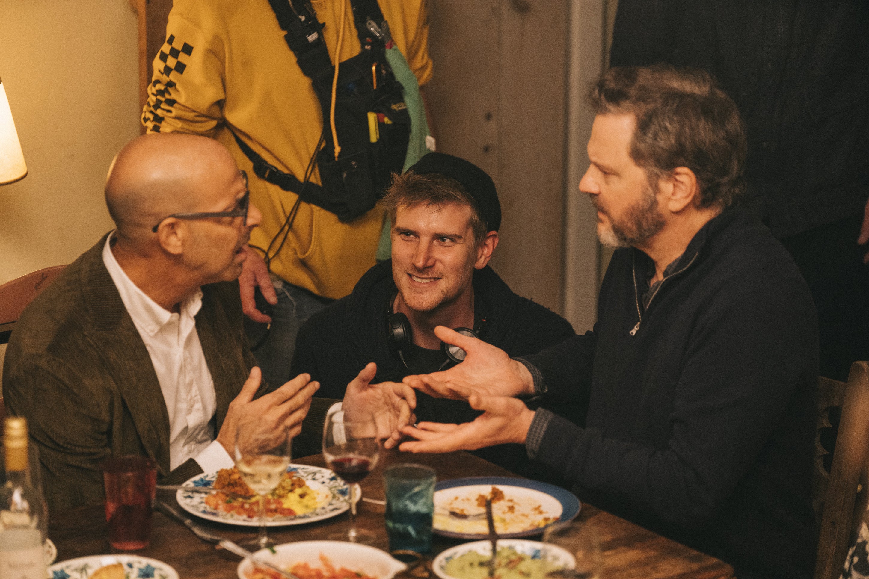 Harry Macqueen with Colin Firth and Stanley Tucci