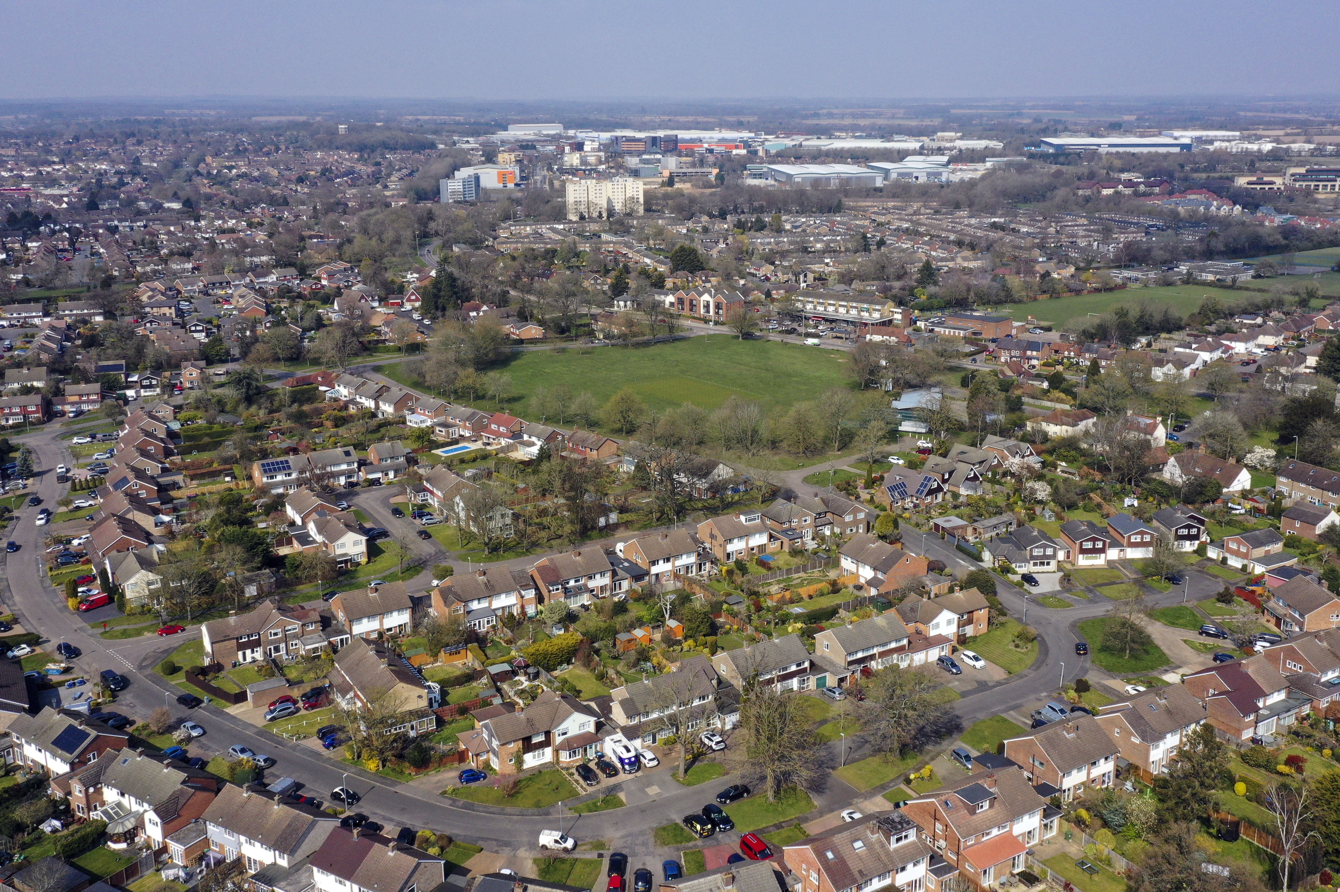 Aerial view of houses