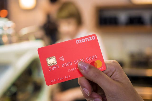 A Monzo bank card