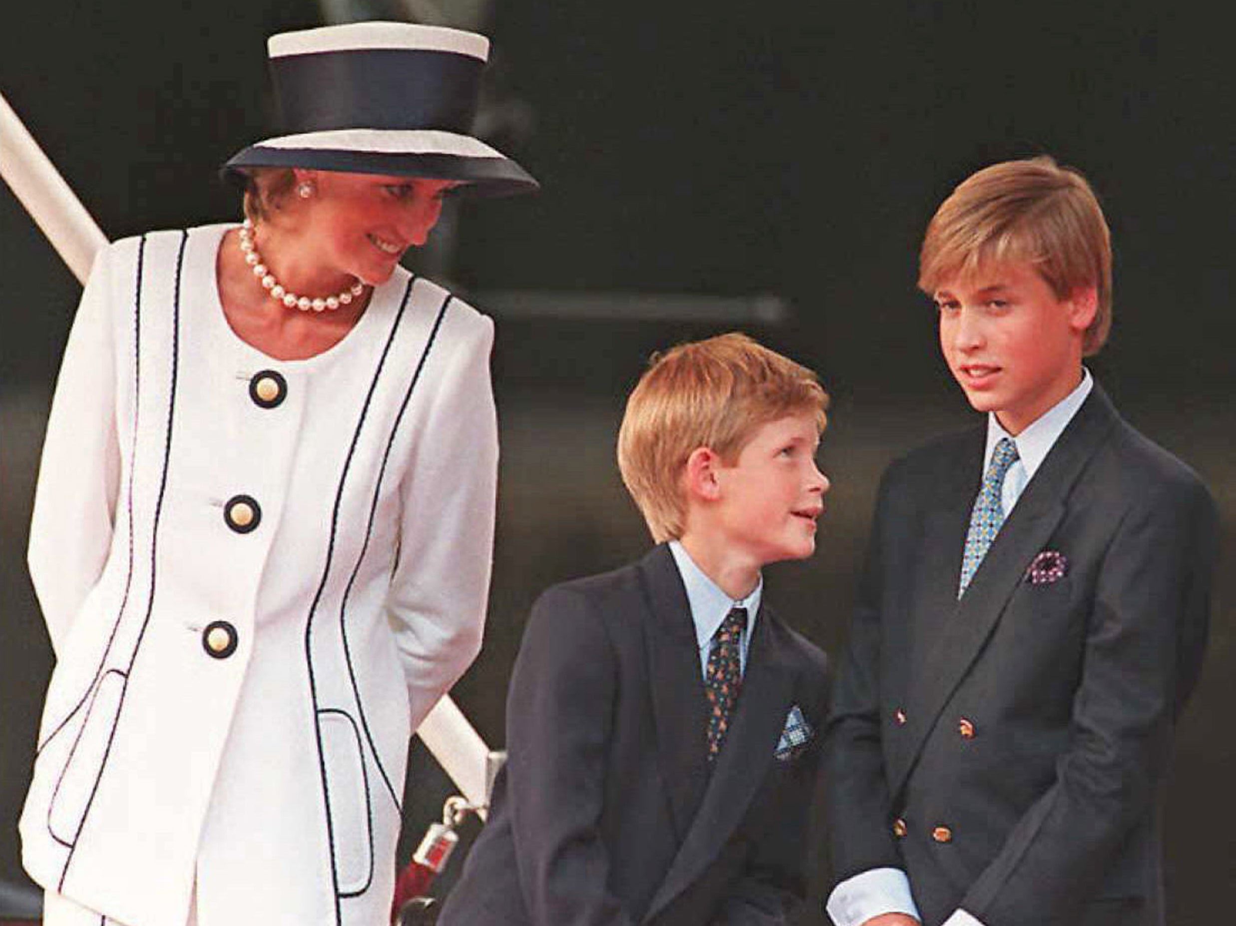 <p>Princess Diana (L), Prince Harry and Prince William (R) in 1995</p>
