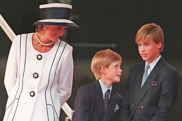 <p>Princess Diana (L), Prince Harry and Prince William (R) in 1995</p>