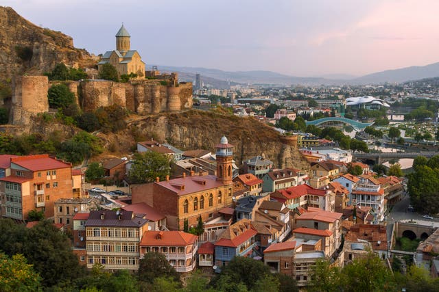 <p>Narikala Castle and view over Tbilisi, Georgia</p>