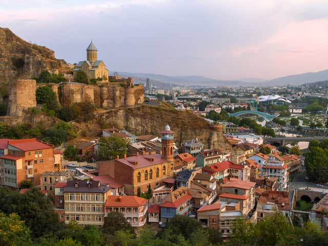 <p>Narikala Castle and view over Tbilisi, Georgia</p>