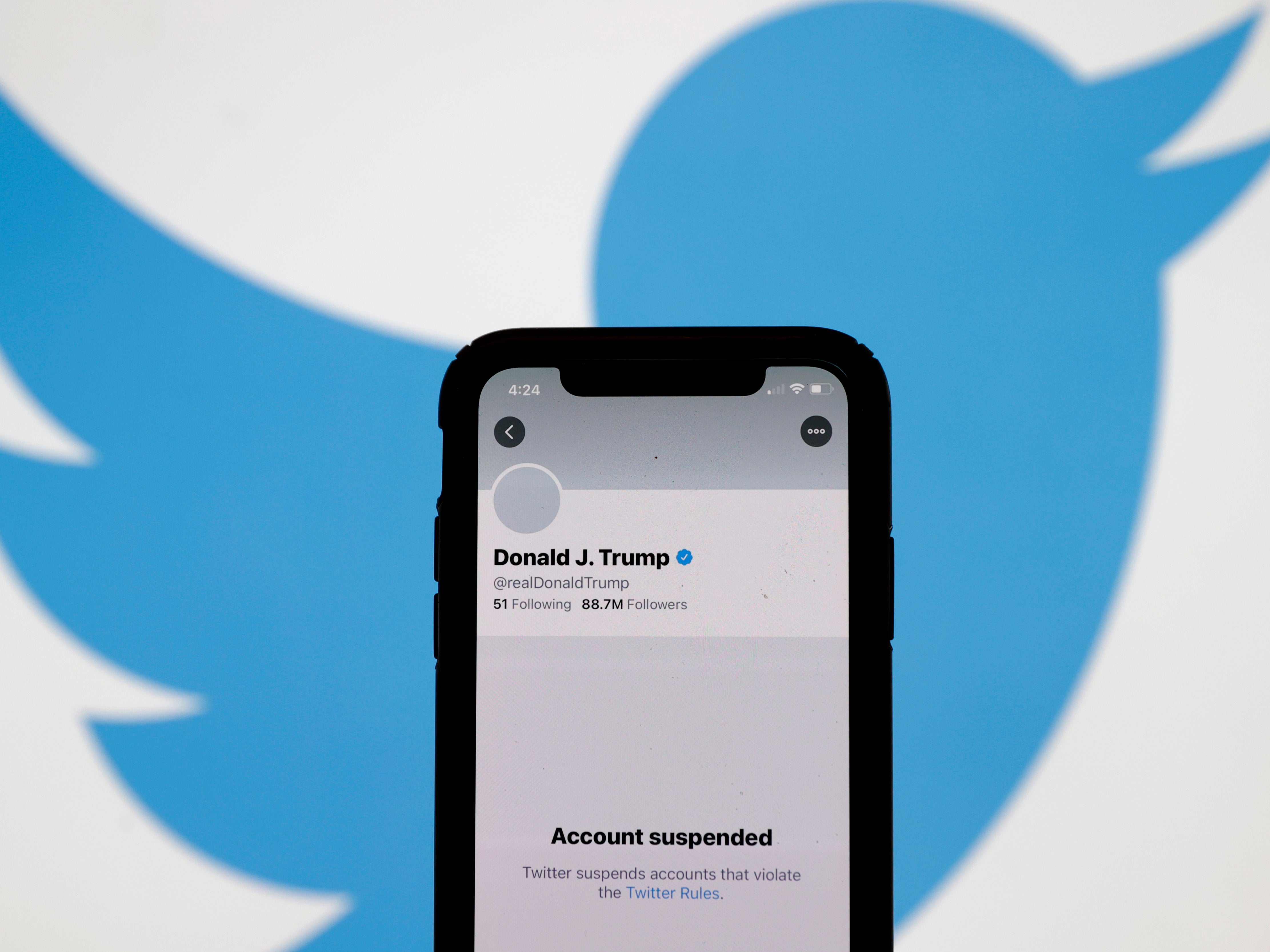 <p>Former US President Donald Trump’s suspended Twitter account</p>