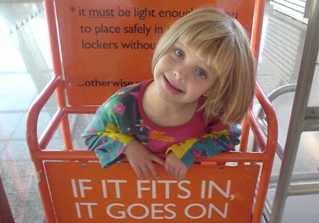 <p>Cabin squeeze: a reminder that small children cannot be taken as cabin baggage (yet)</p>