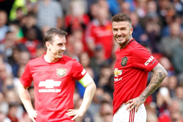 David Beckham, right, and Gary Neville took to social media on Tuesday