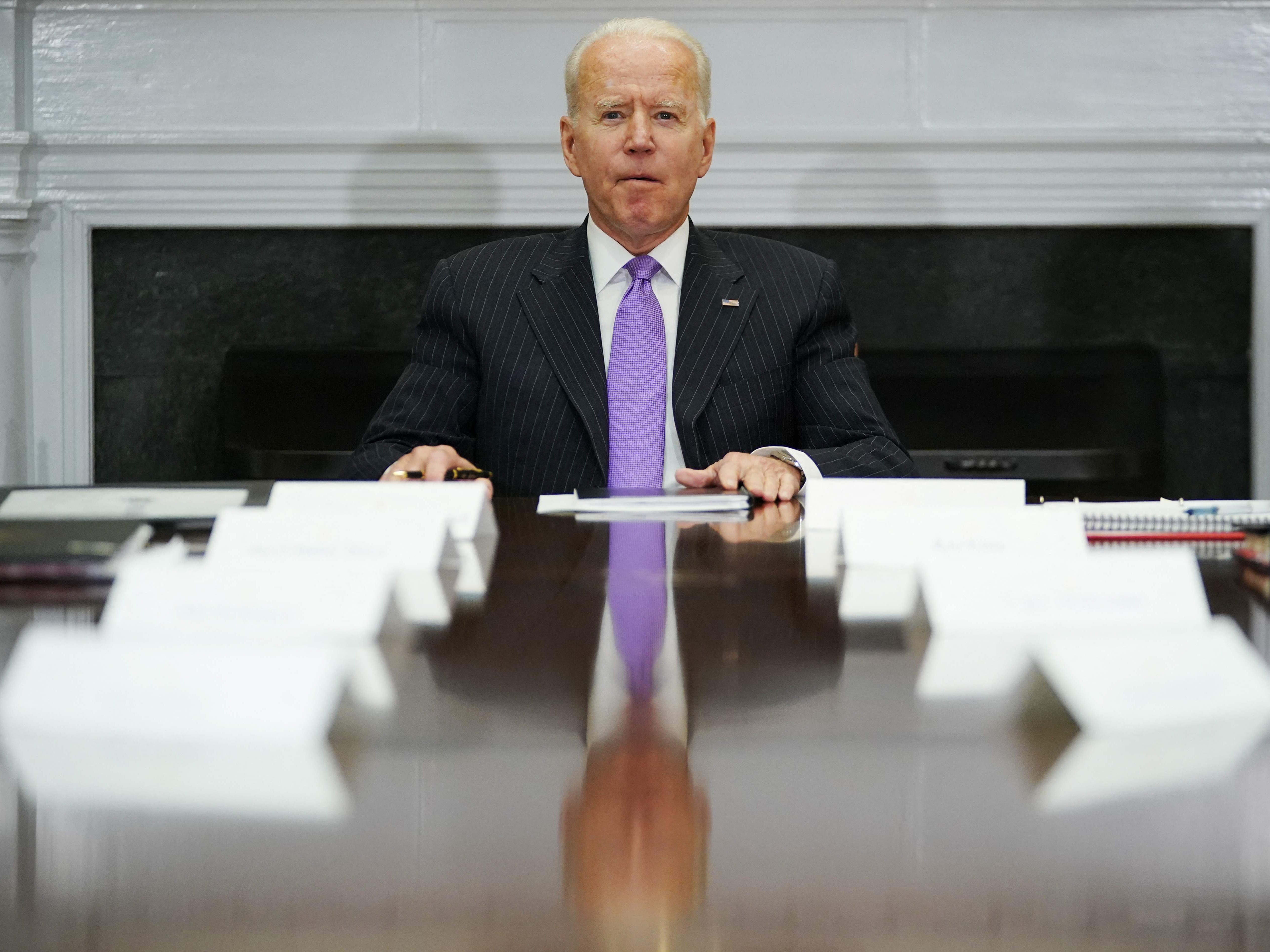 Joe Biden heads a meeting in the White House on Tuesday