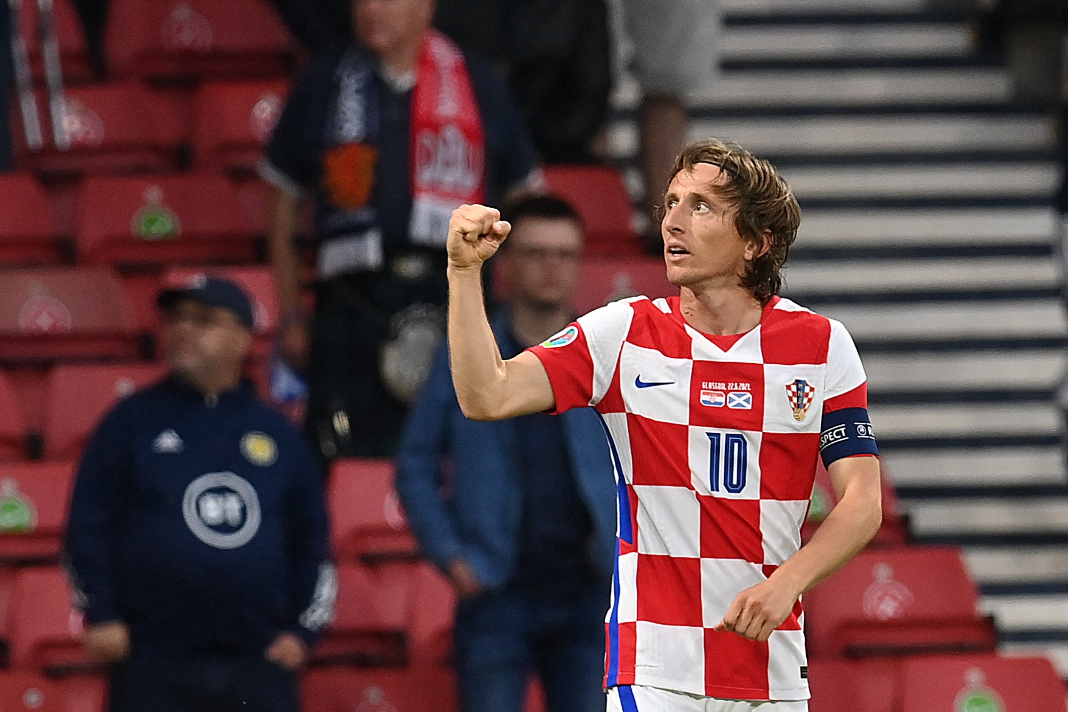 Luka Modric celebrates scoring Croatia’s second