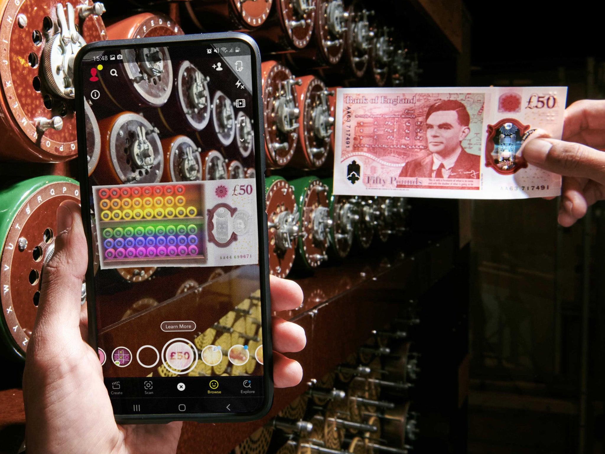 Snapchat has turned the new into an interactive celebration of Turing, creating an augmented reality lens for smartphones
