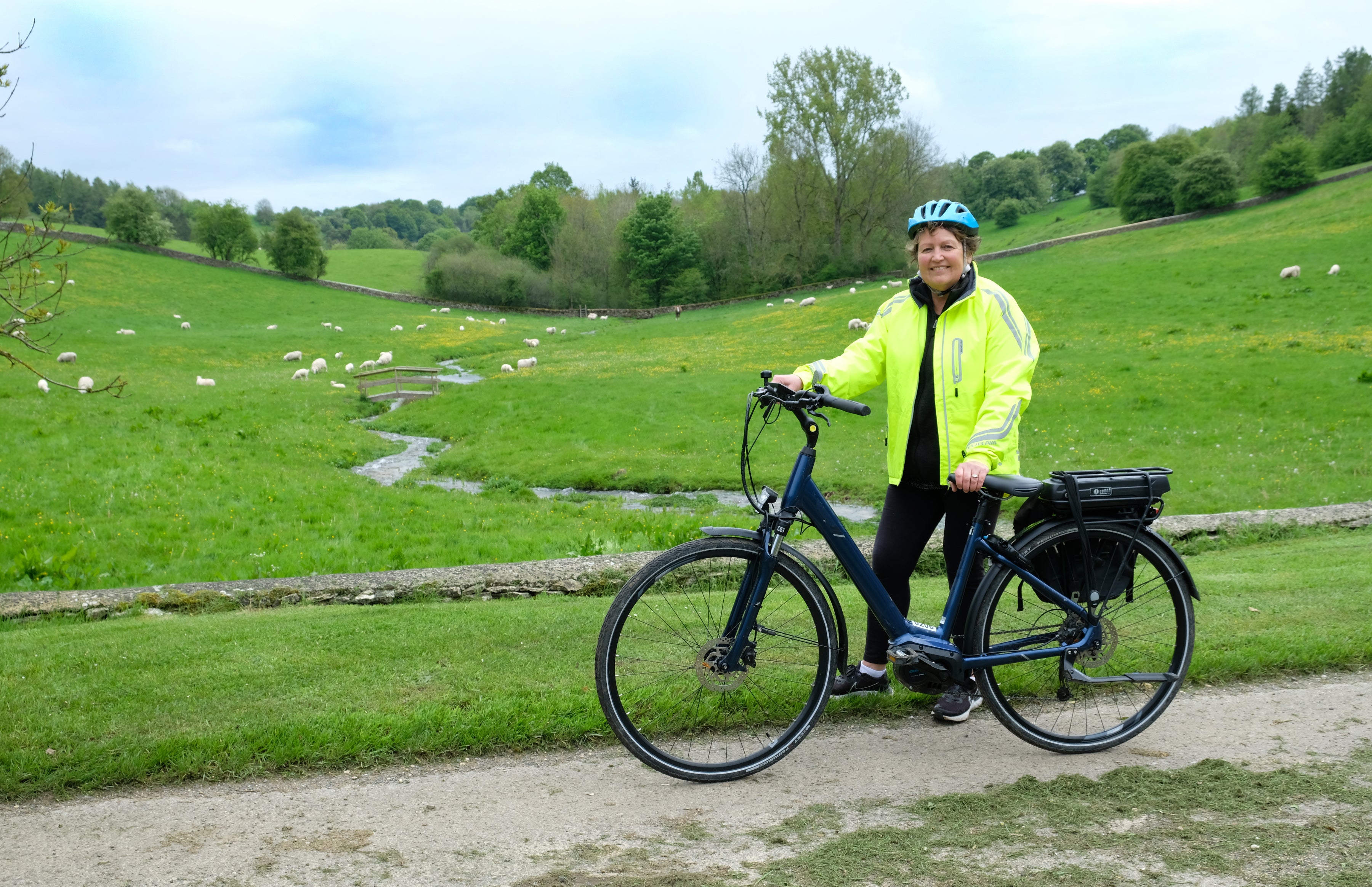 Hannah Stephenson ties out an eBike in the Cotswolds (Hannah Stephenson/PA)