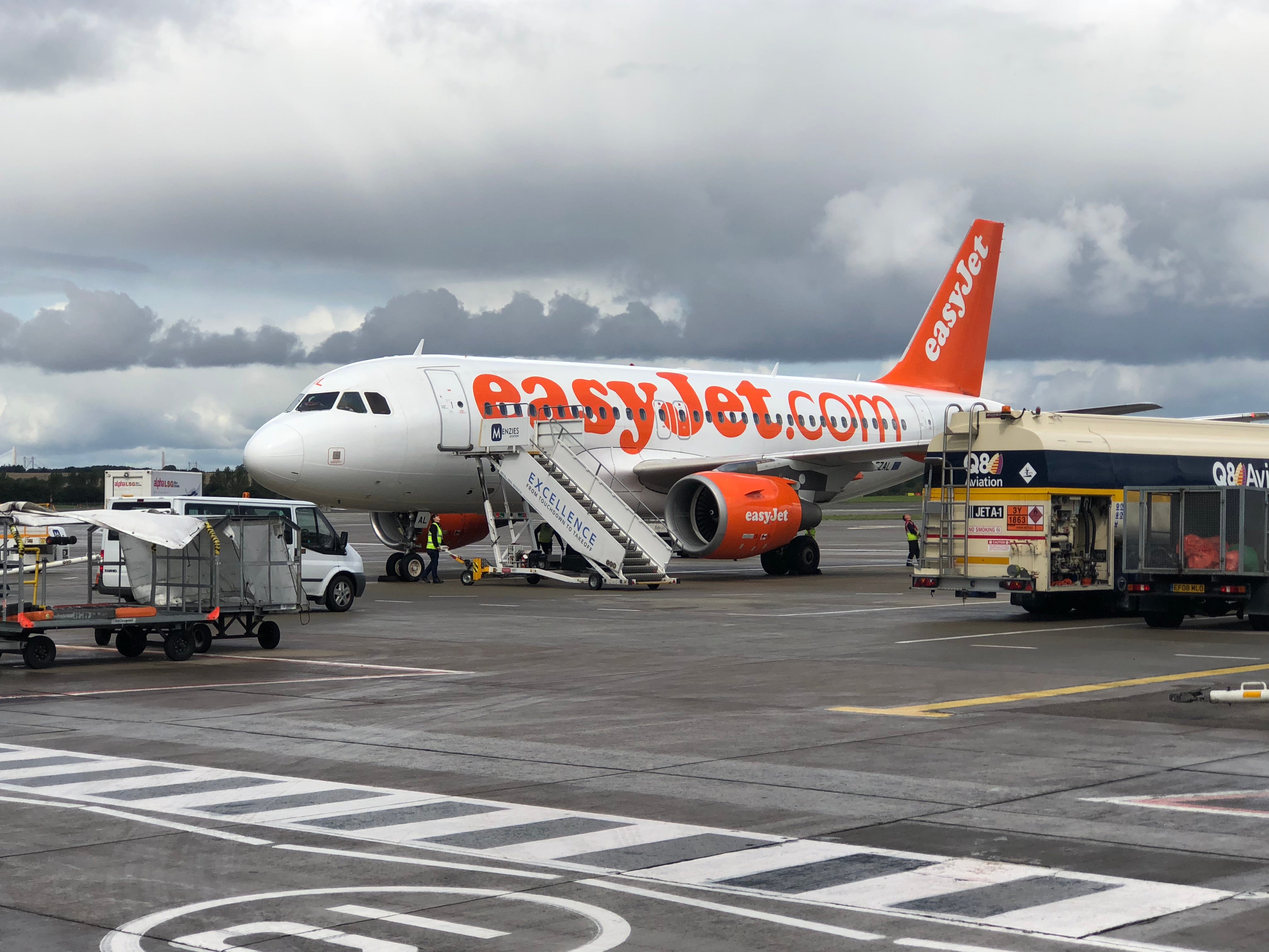 Anywhere but Manchester: easyJet plane at Edinburgh airport