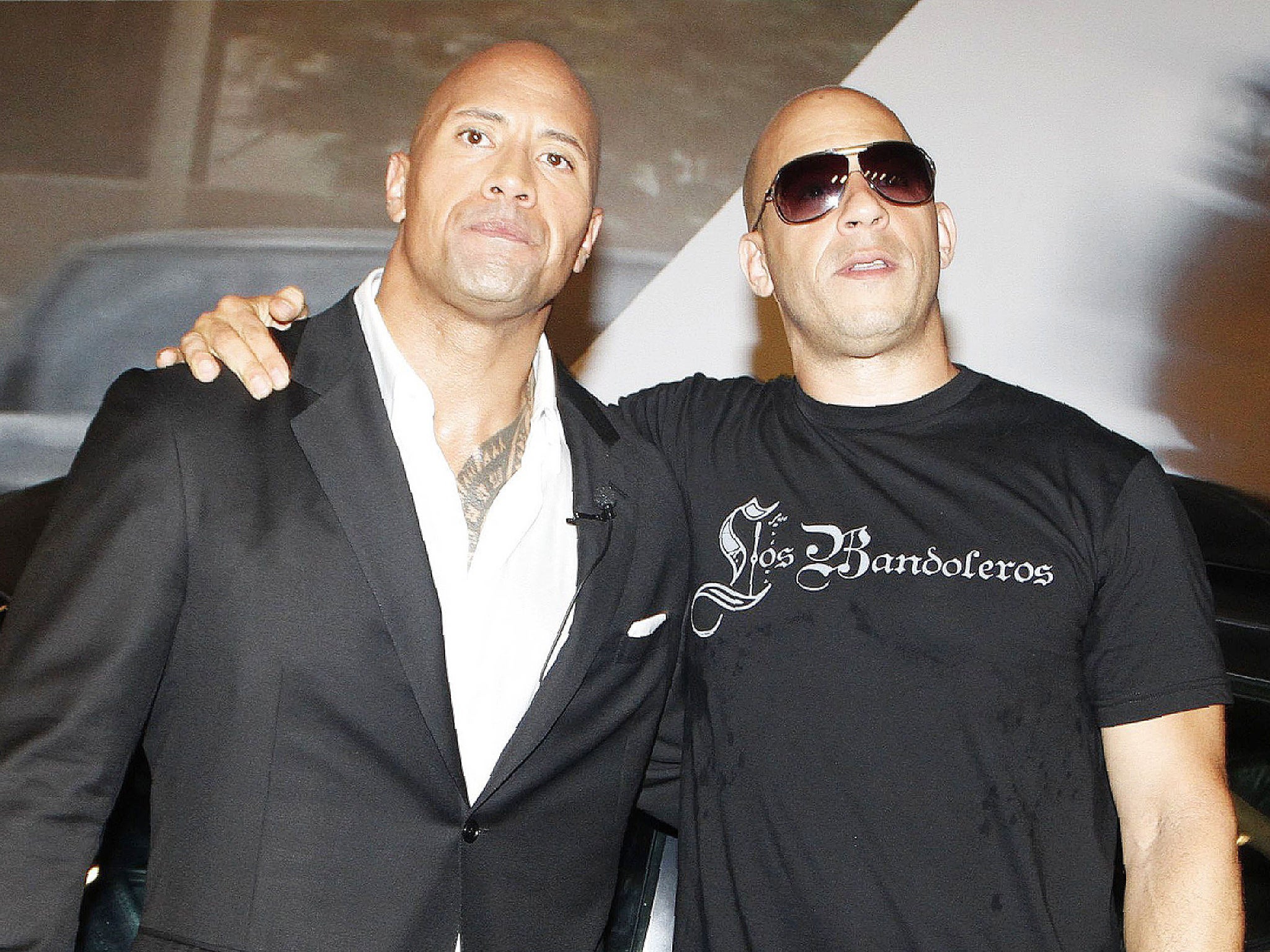 Dwayne Johnson and Vin Diesel at a ‘Fast Five’ premiere in 2011