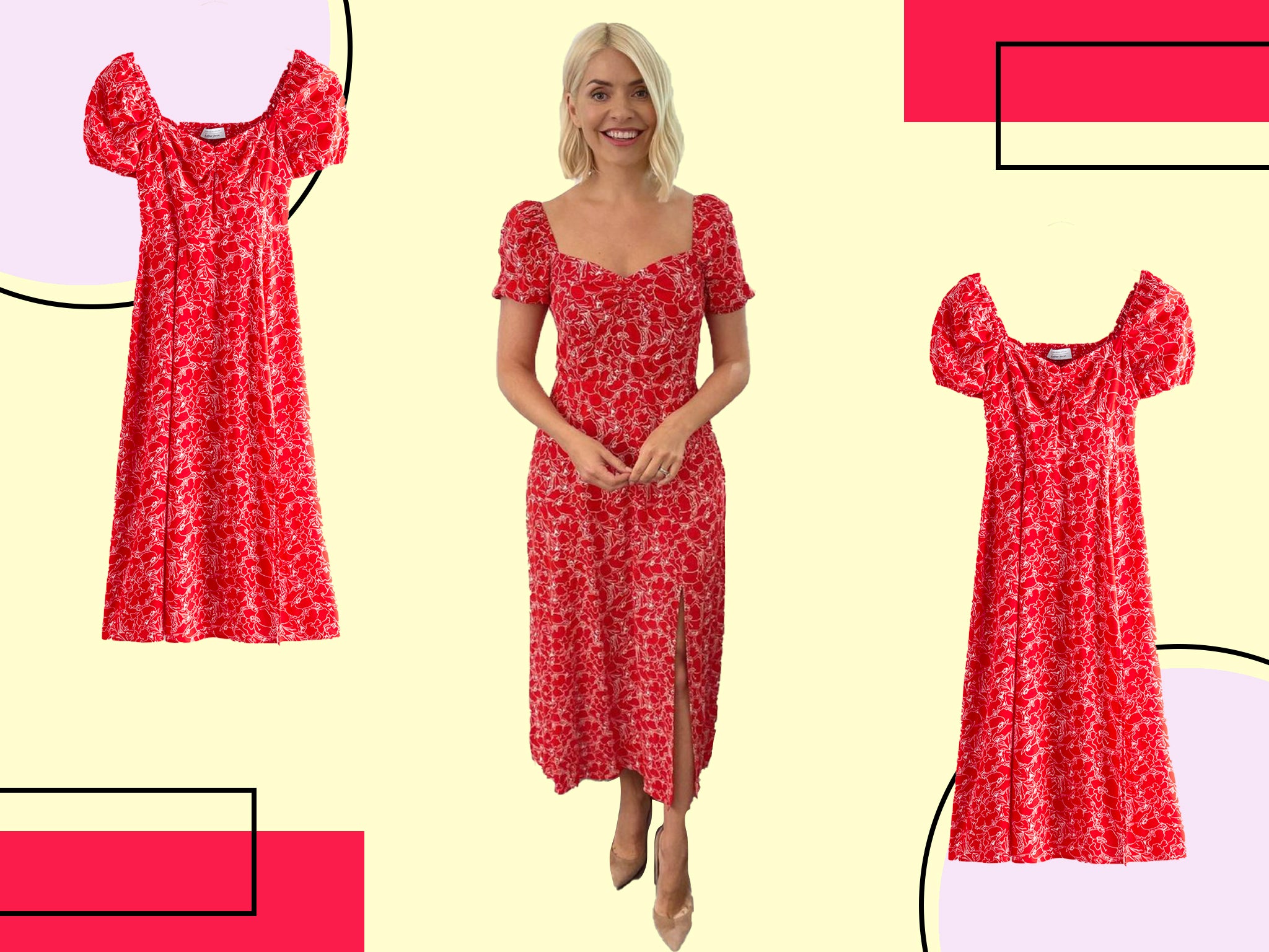 Sunny Borthroom Dresh Cheging Hd Videos - Holly Willoughby's This Morning outfit: Where to buy her red midi dress |  The Independent