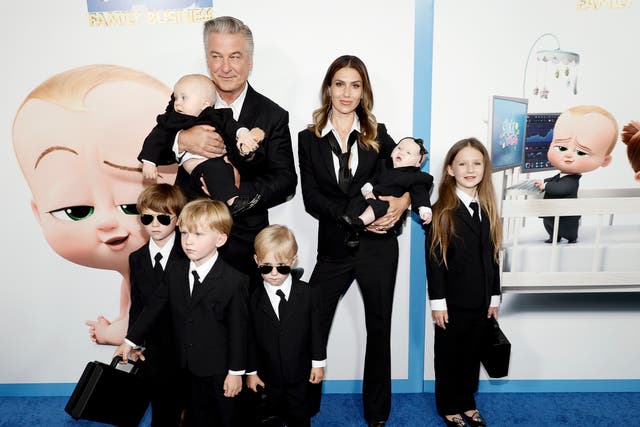<p>Alec Baldwin, Hilaria Baldwin and their six children at ‘The Boss Baby: Family Business' premiere</p>