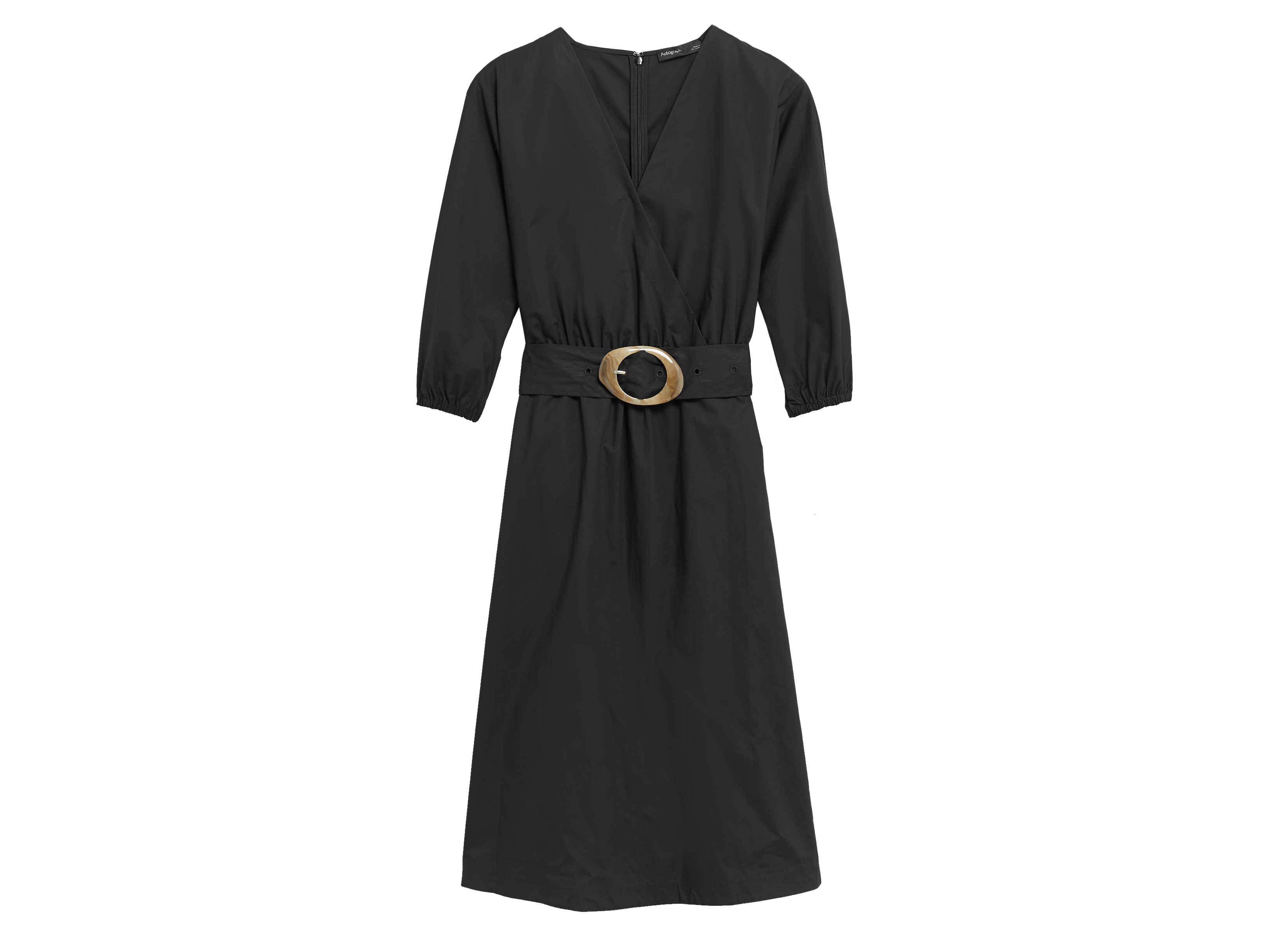 Marks and Spencer Pure Cotton V-Neck Belted Midi Dress.png
