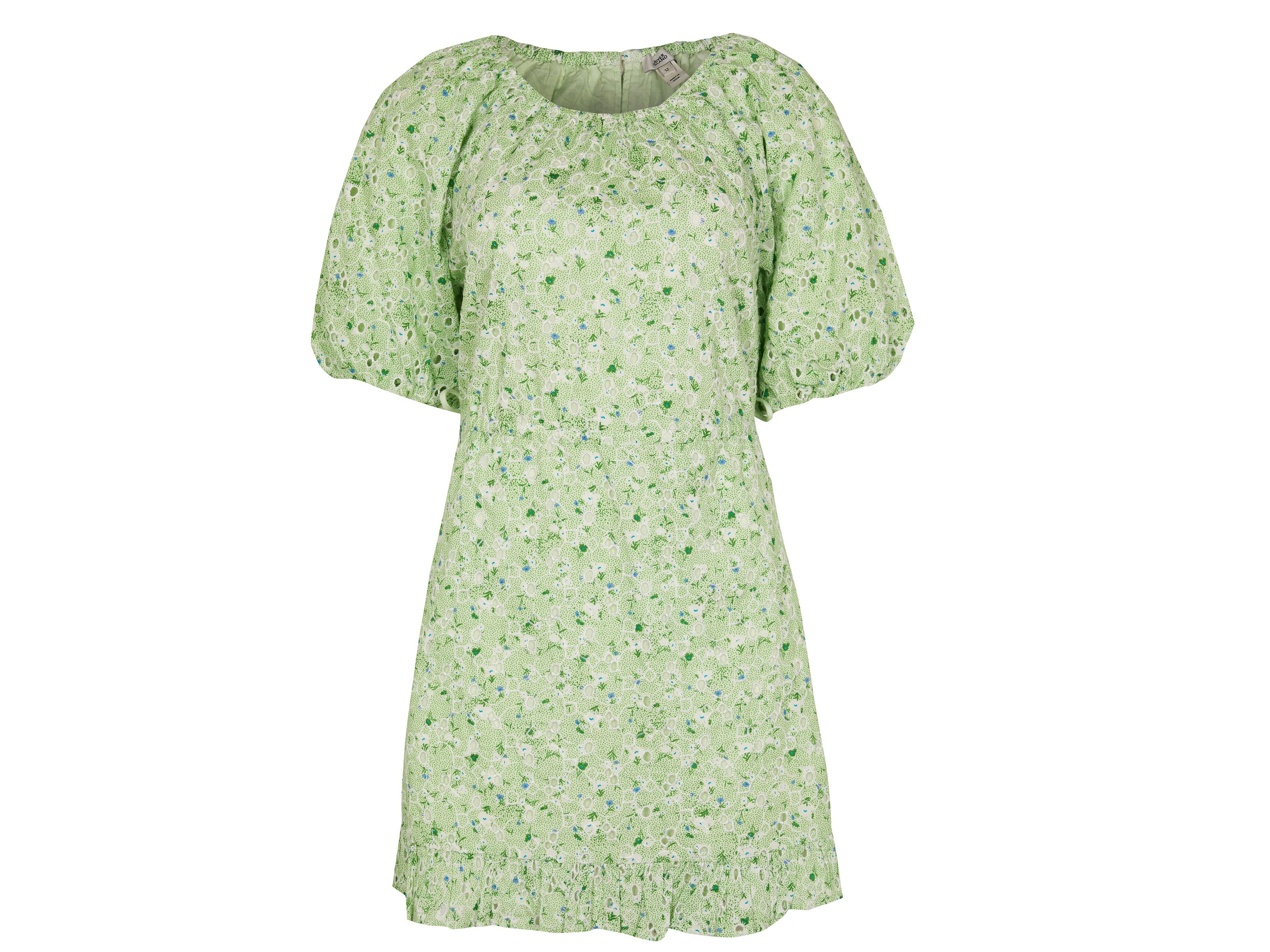 River Island Green Short Sleeve Broderie Mini Dress Cutout.jpg