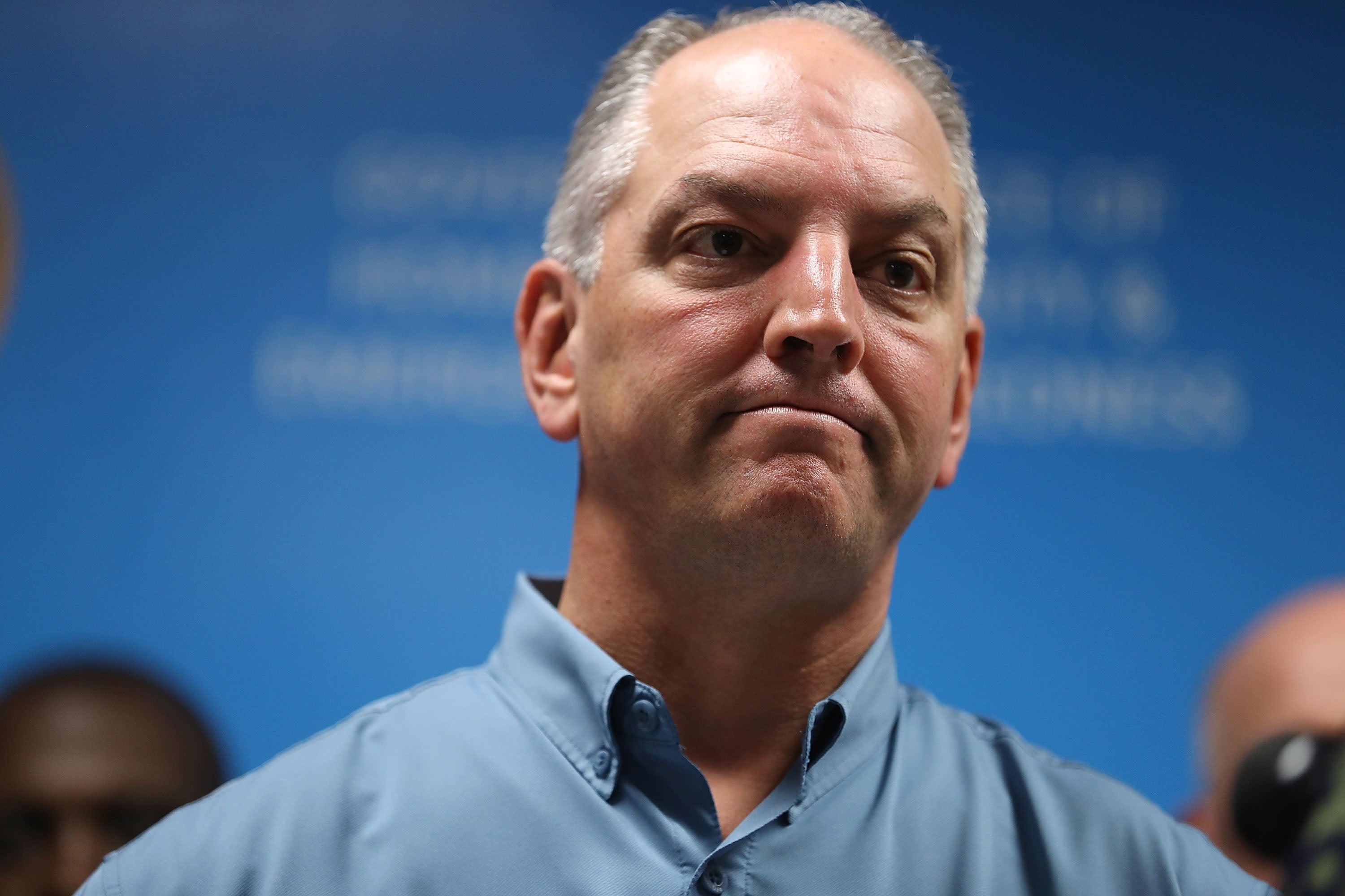 Louisiana Governor John Bel Edwards speaks during a press conference to update the public on FEMA’s disaster recover and temporary housing programs on August 19, 2016 in Baton Rouge, Louisiana. The governor has vetoed a bill seeking to bar transgender youth from participating on girls’ and women’s sports teams.