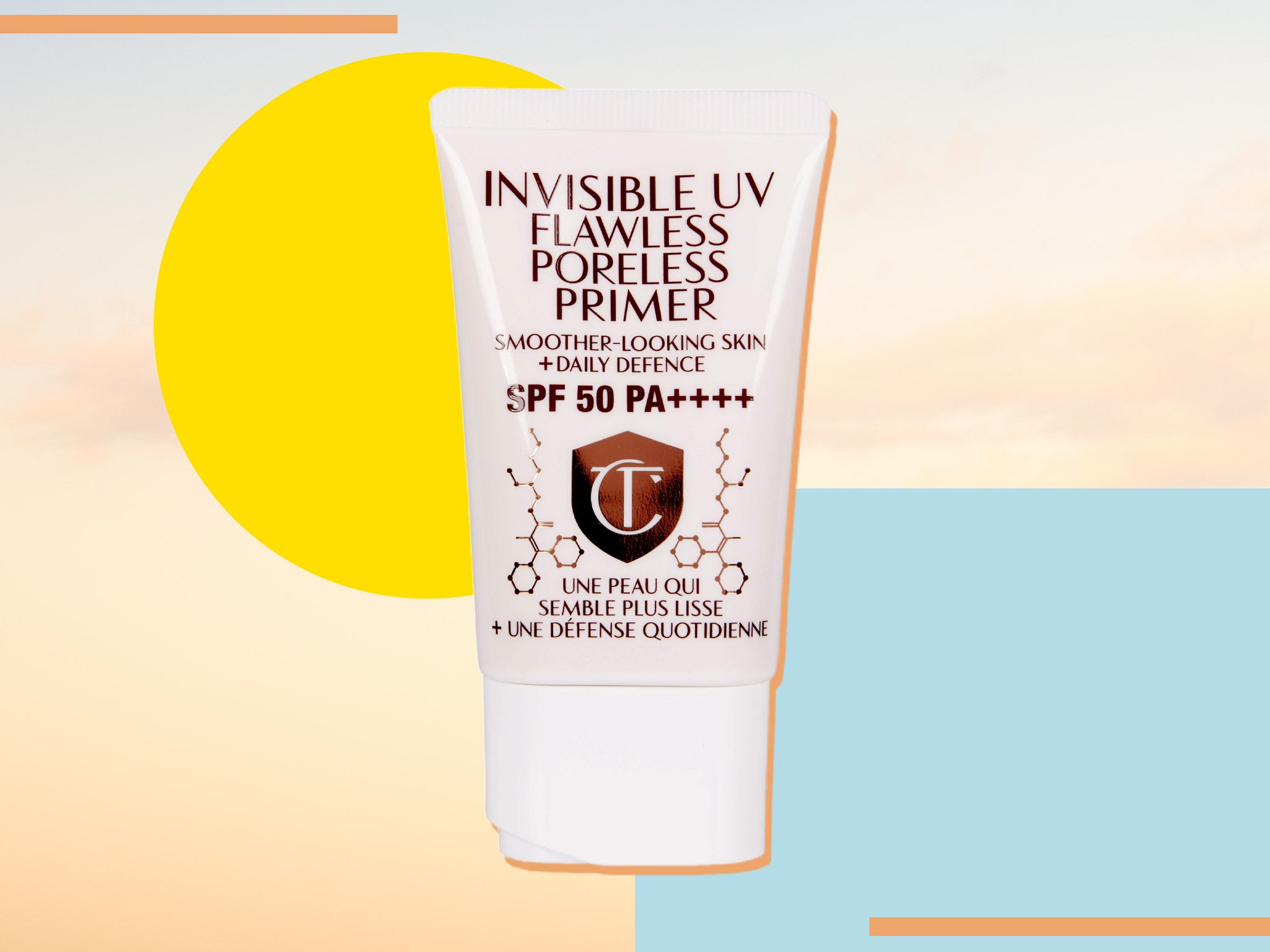The sunscreen primer hybrid boasts SPF 50 protection and claims to blur imperfections while adding radiance