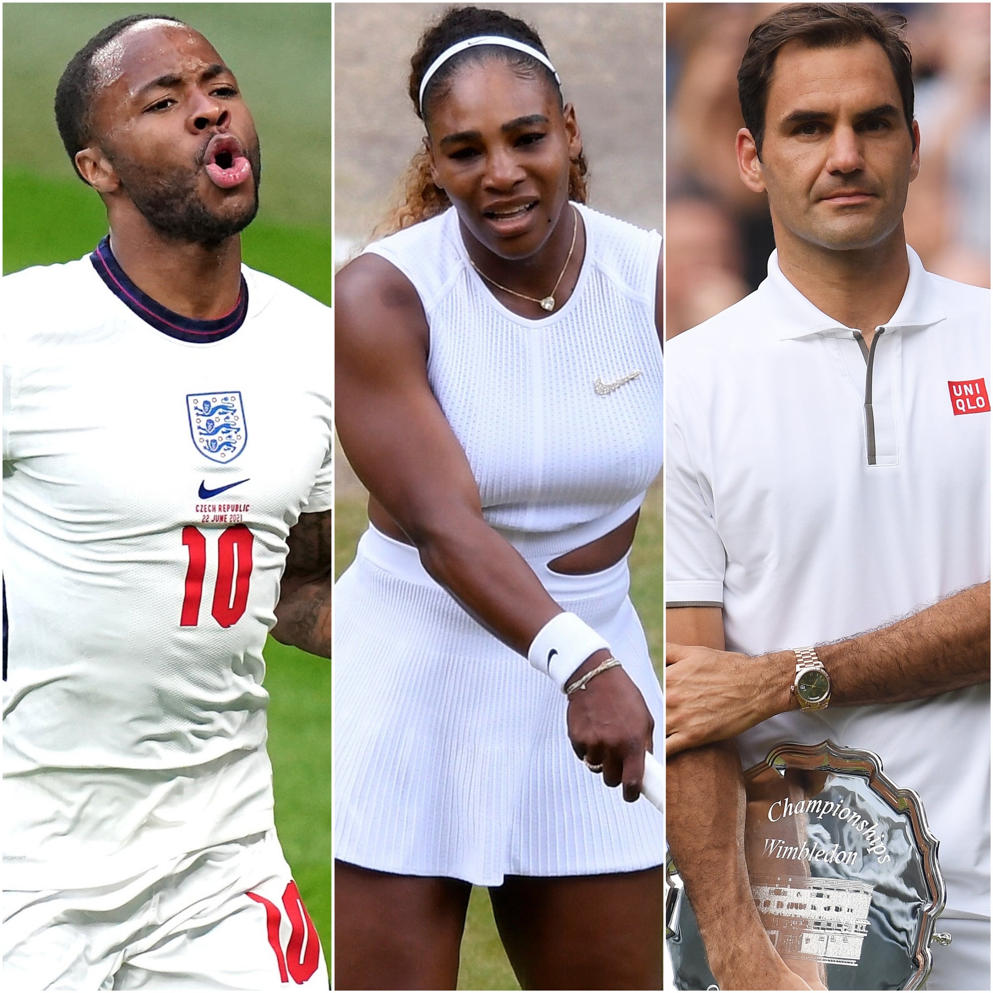 Raheem Sterling, Serena Williams and Roger Federer