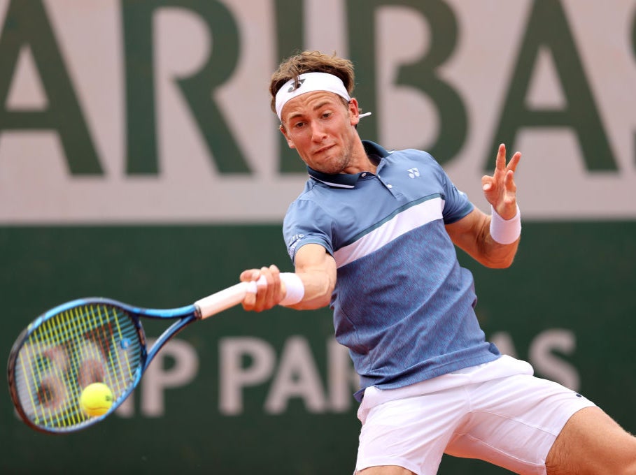 Casper Ruud in action at the French Open