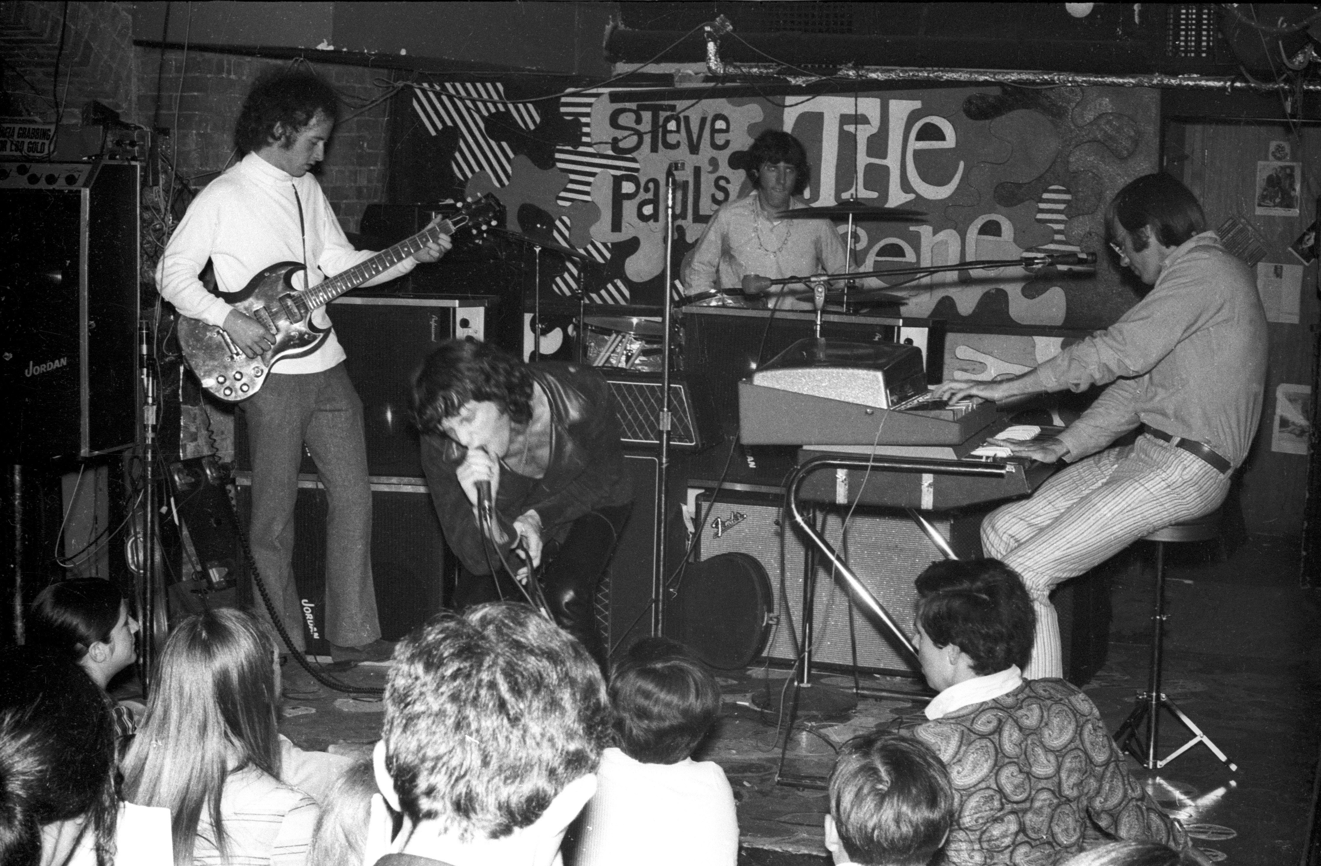 Guitarist Robby Krieger, singer Jim Morrison, drummer John Densmore and keyboardist Ray Manzarek perform in New York in 1967