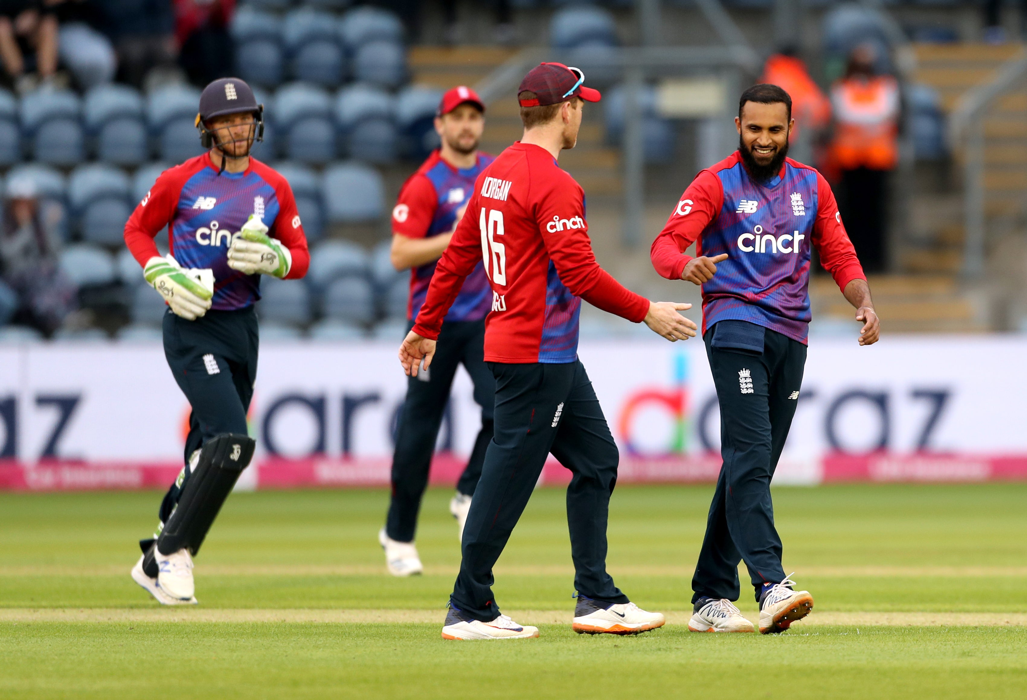 Adil Rashid celebrates a wicket