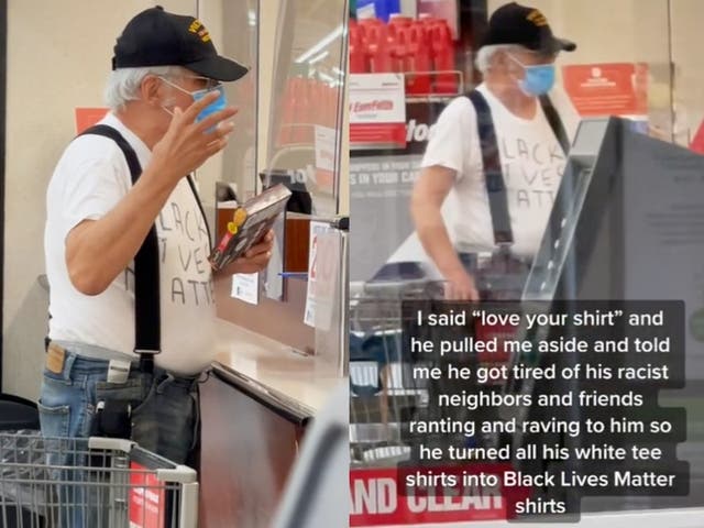 <p>Vietnam veteran goes viral on TikTok after he is filmed wearing homemade Black Lives Matter T-shirt</p>