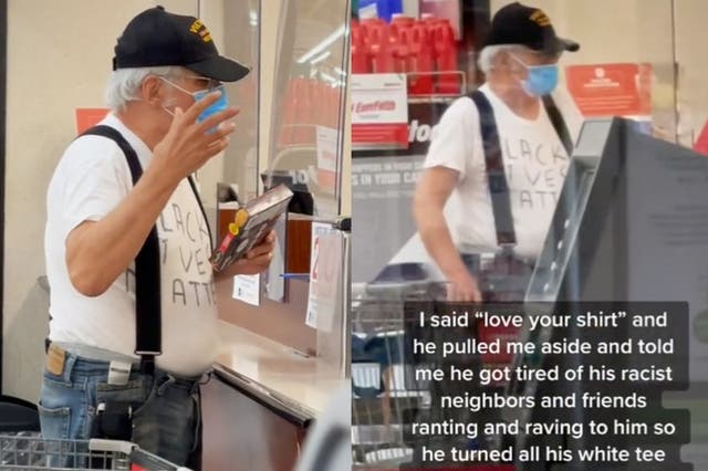<p>Vietnam veteran goes viral on TikTok after he is filmed wearing homemade Black Lives Matter T-shirt</p>
