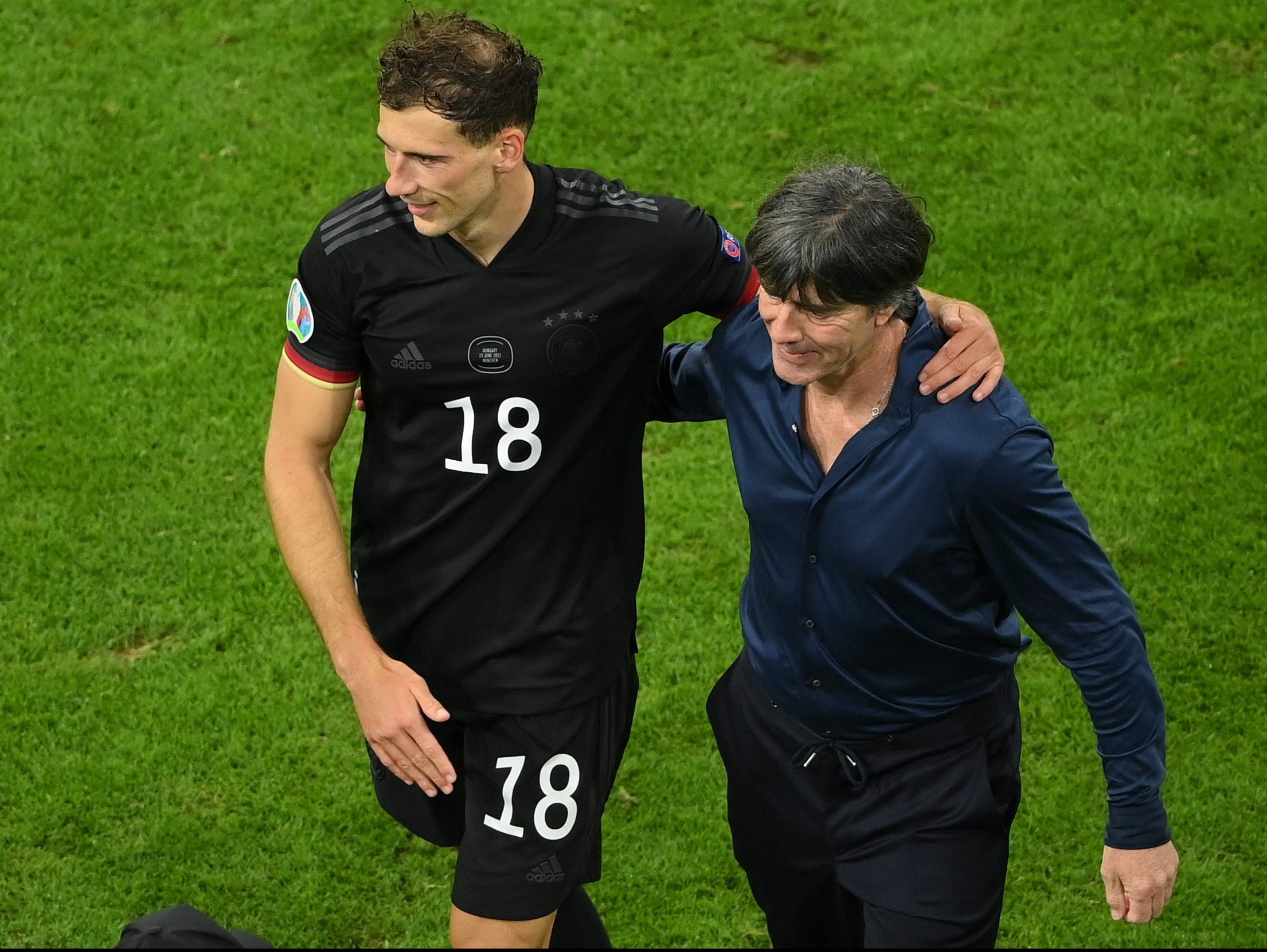 Leon Goretzka with a thankful manager Joachim Low