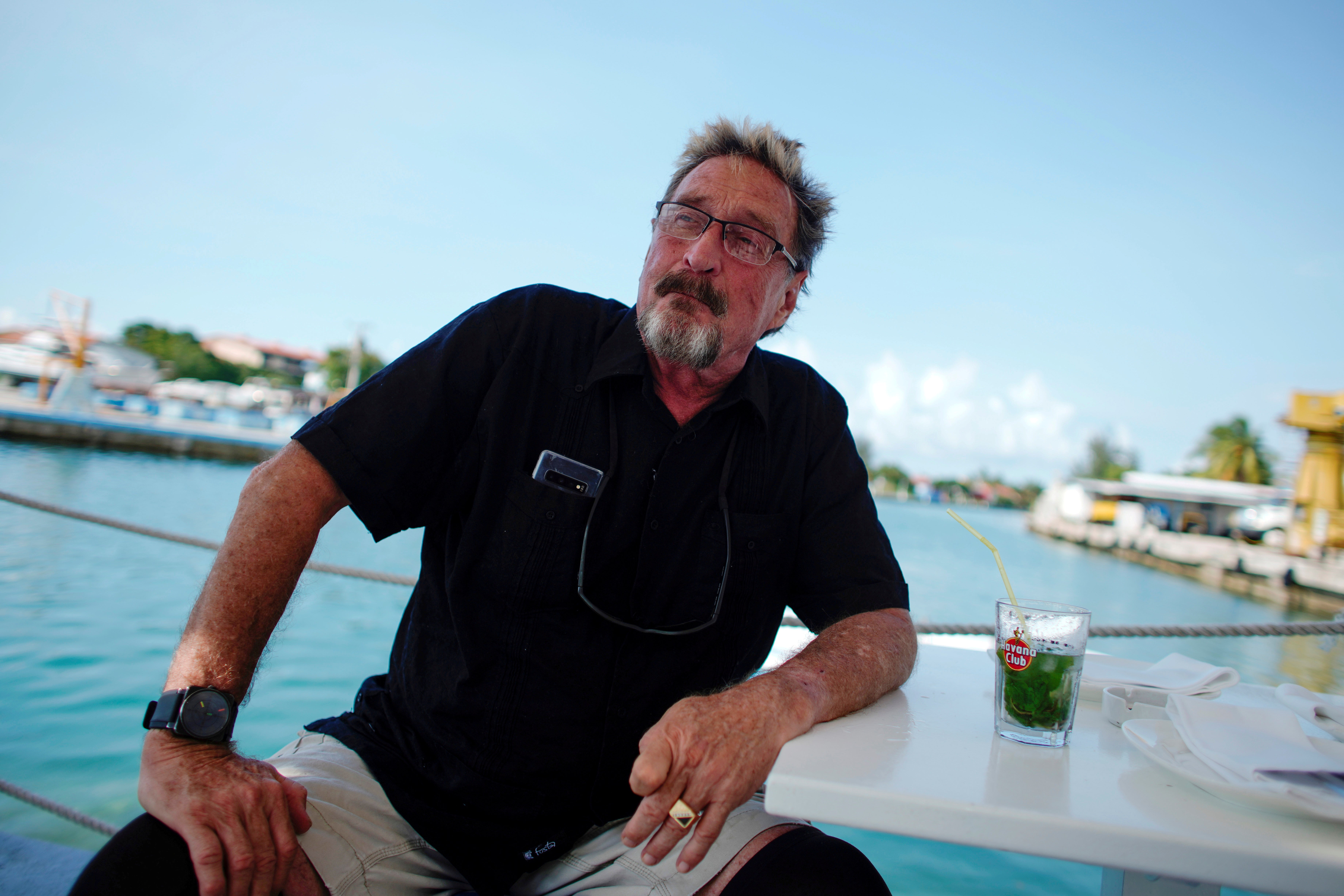 <p>File: John McAfee, co-founder of McAfee Crypto Team and CEO of Luxcore and founder of McAfee Antivirus, speaks during an interview in Havana, Cuba, 4 July, 2019</p>
